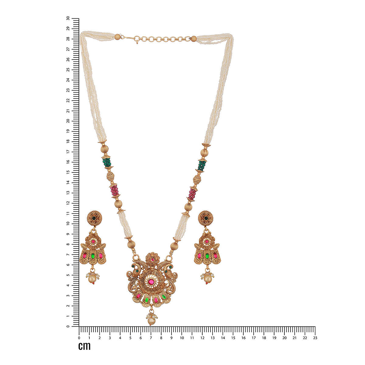 Aatmana 24K Gold-Plated Multi-Color Stone Studded Beaded Handcrafted Traditional Necklace