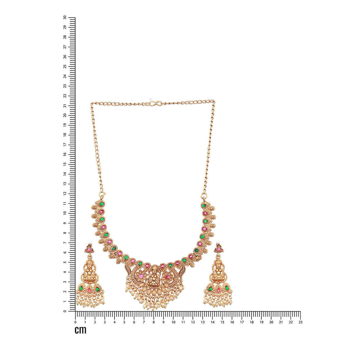Aatmana Jazz and Sizzle Gold-Plated Stones Studded and Beads Beaded Temple Necklace with Earrings