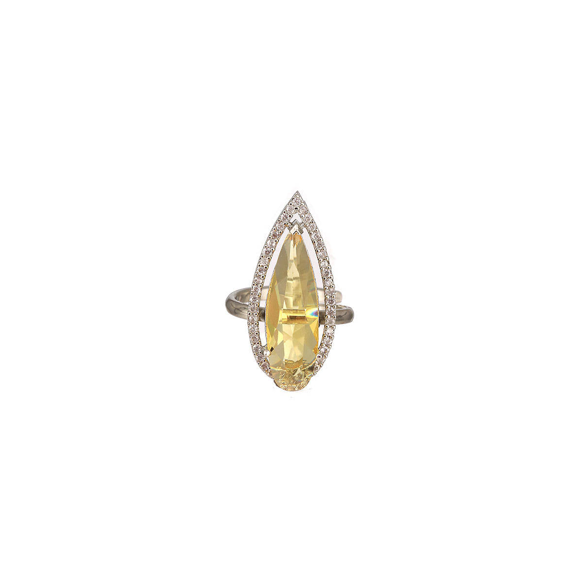 Aatmana Rhodium Plated American Diamond Jewellery Set