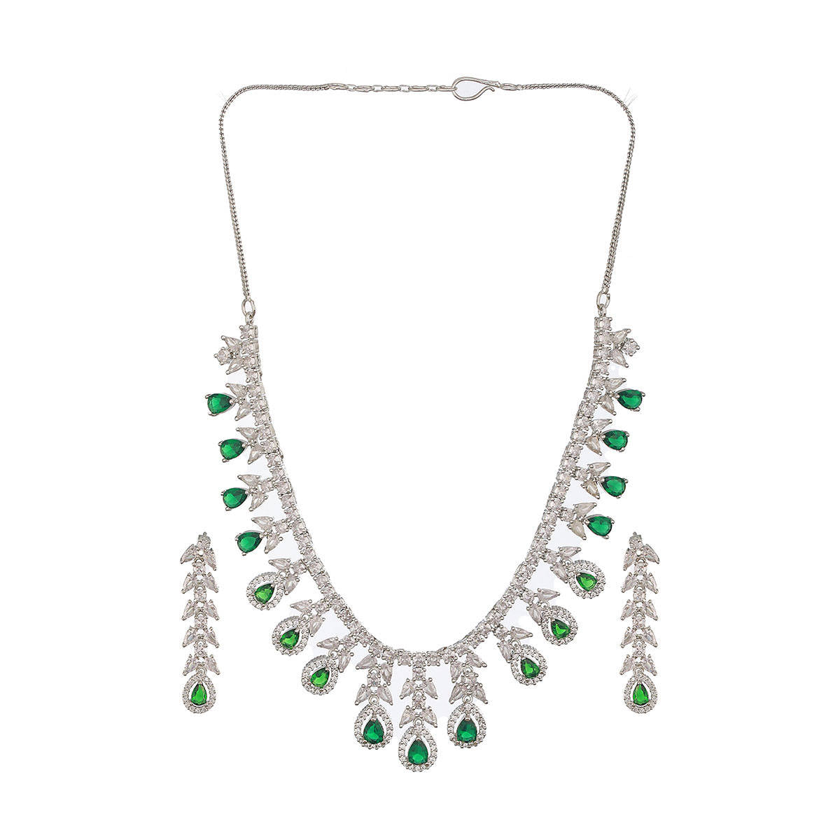 Aatmana Rhodium-Plated and Ad-Studded Jewellery Set