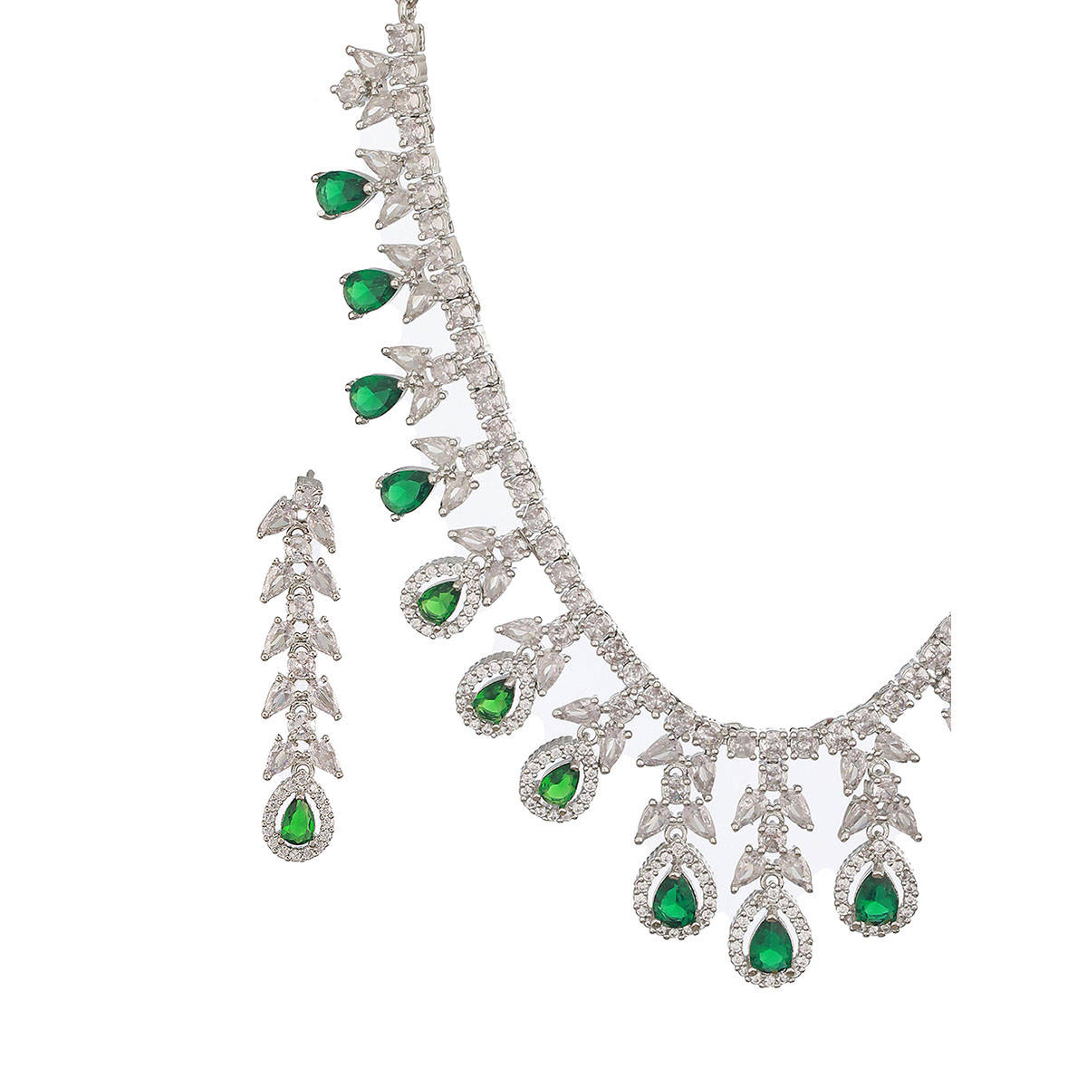 Aatmana Rhodium-Plated and Ad-Studded Jewellery Set