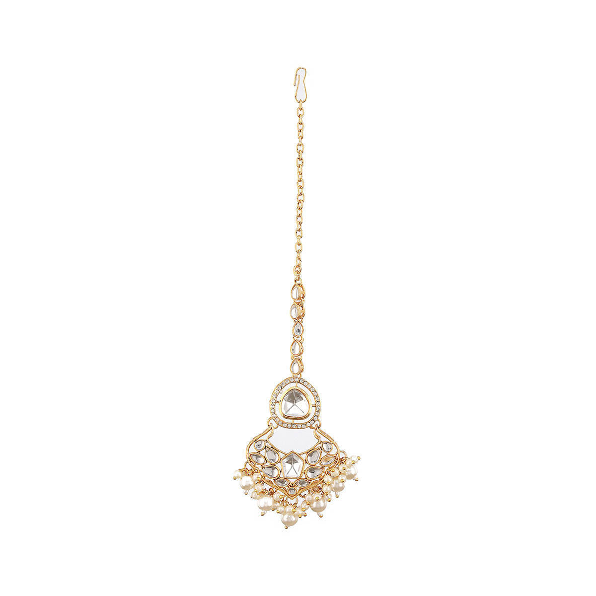 Aatmana Gold Plated Zircon Stone Studded and Pearl Beaded Jewellery Set