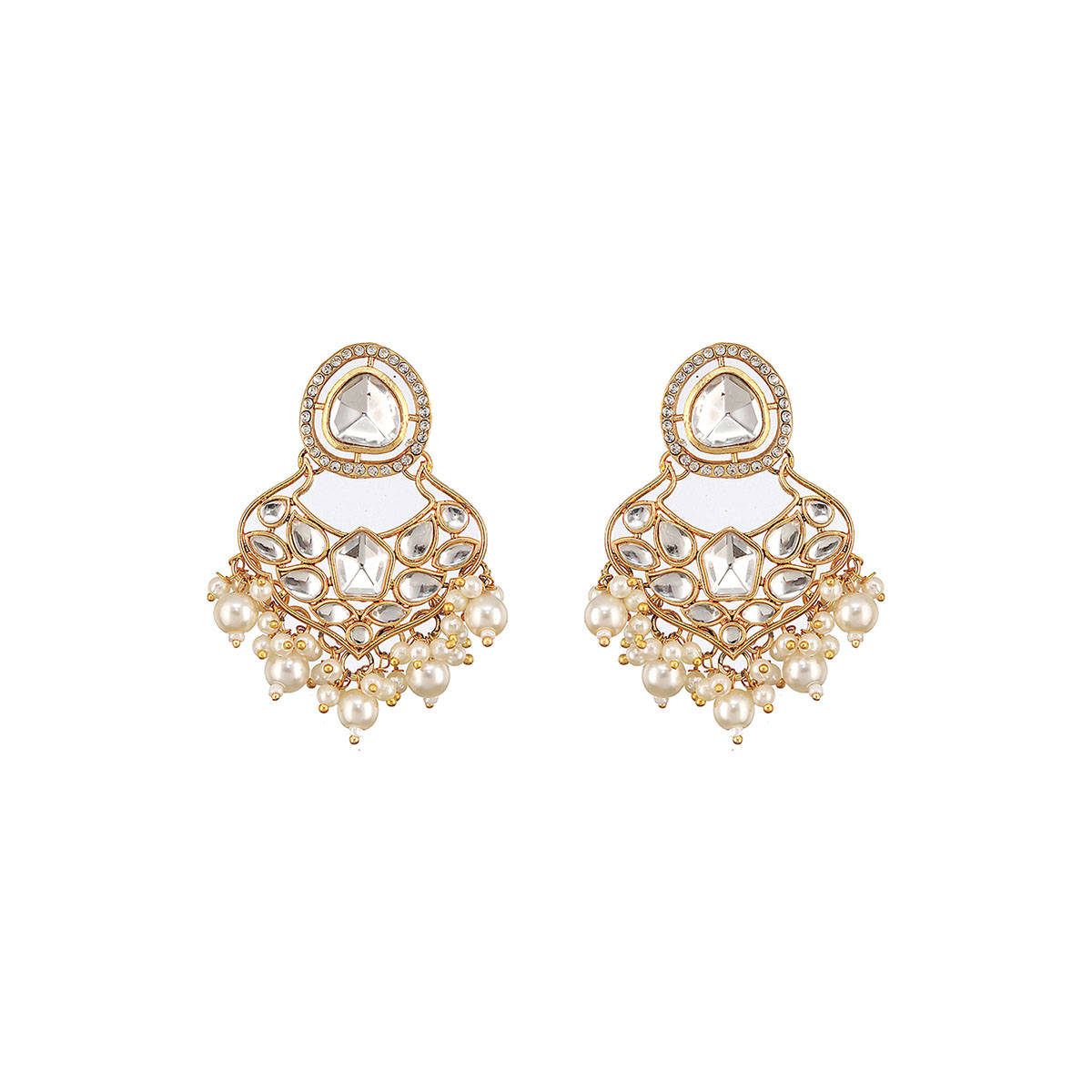 Aatmana Gold Plated Zircon Stone Studded and Pearl Beaded Jewellery Set