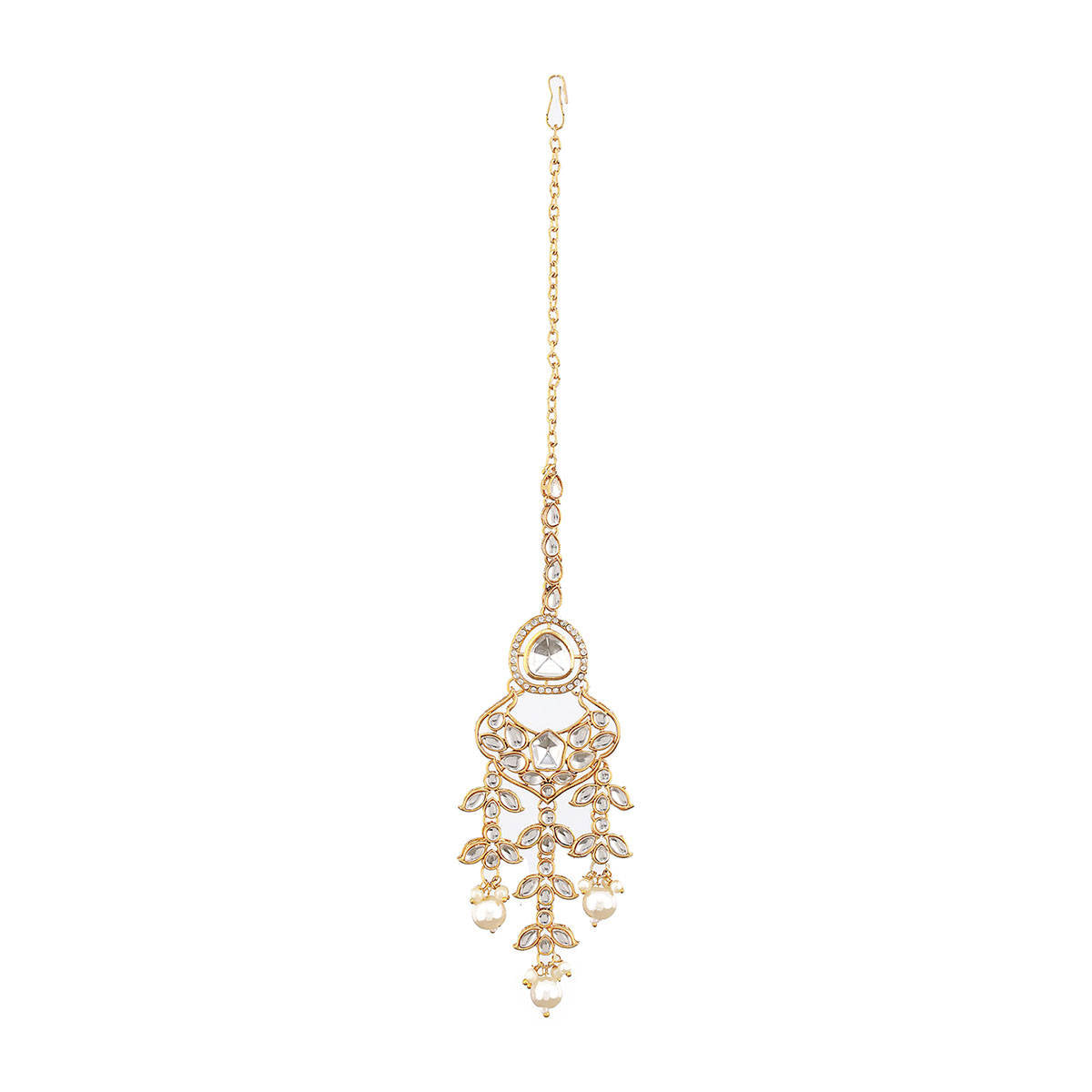 Aatmana Gold Plated Zircon Stone Studded and Pearl Beaded Jewellery Set