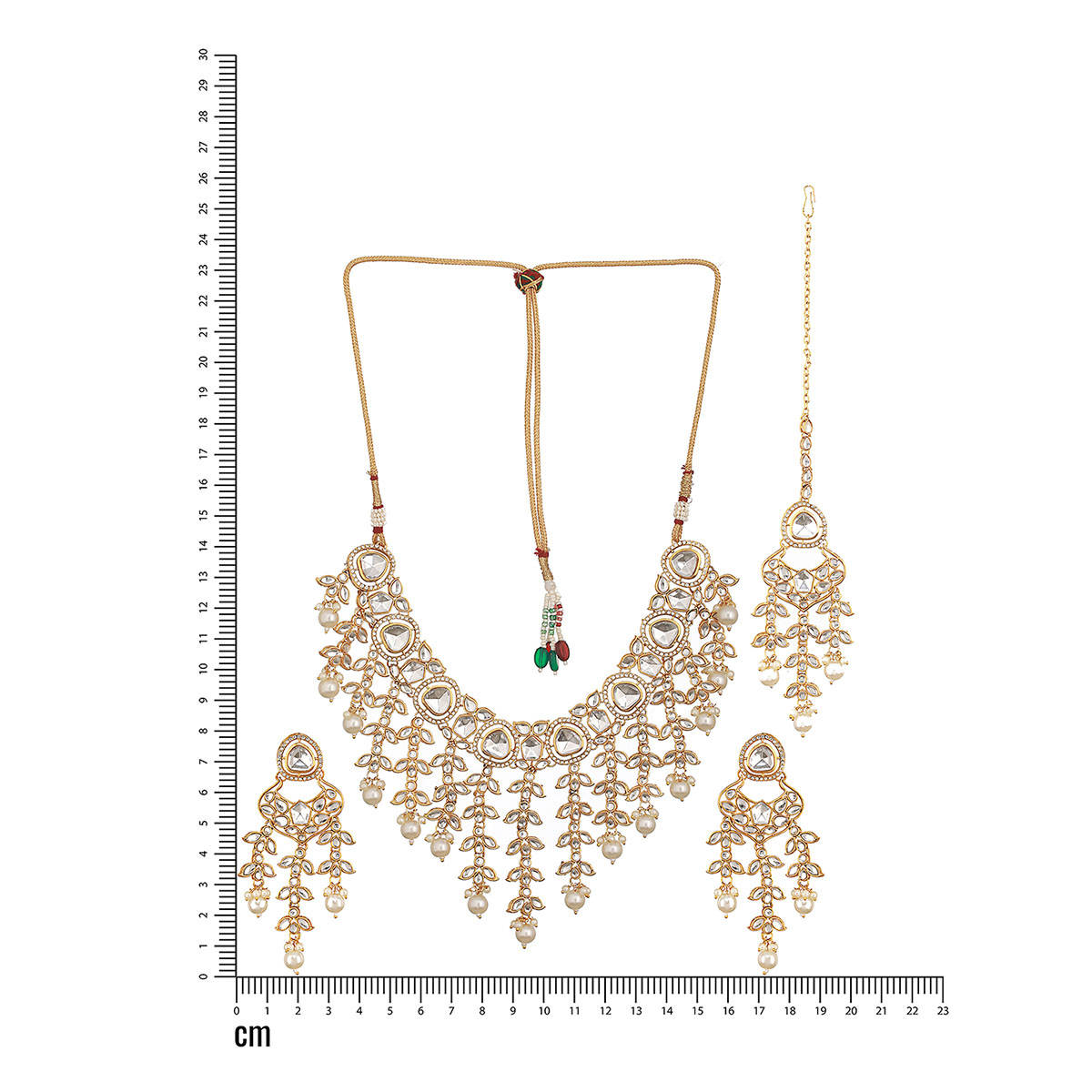 Aatmana Gold Plated Zircon Stone Studded and Pearl Beaded Jewellery Set