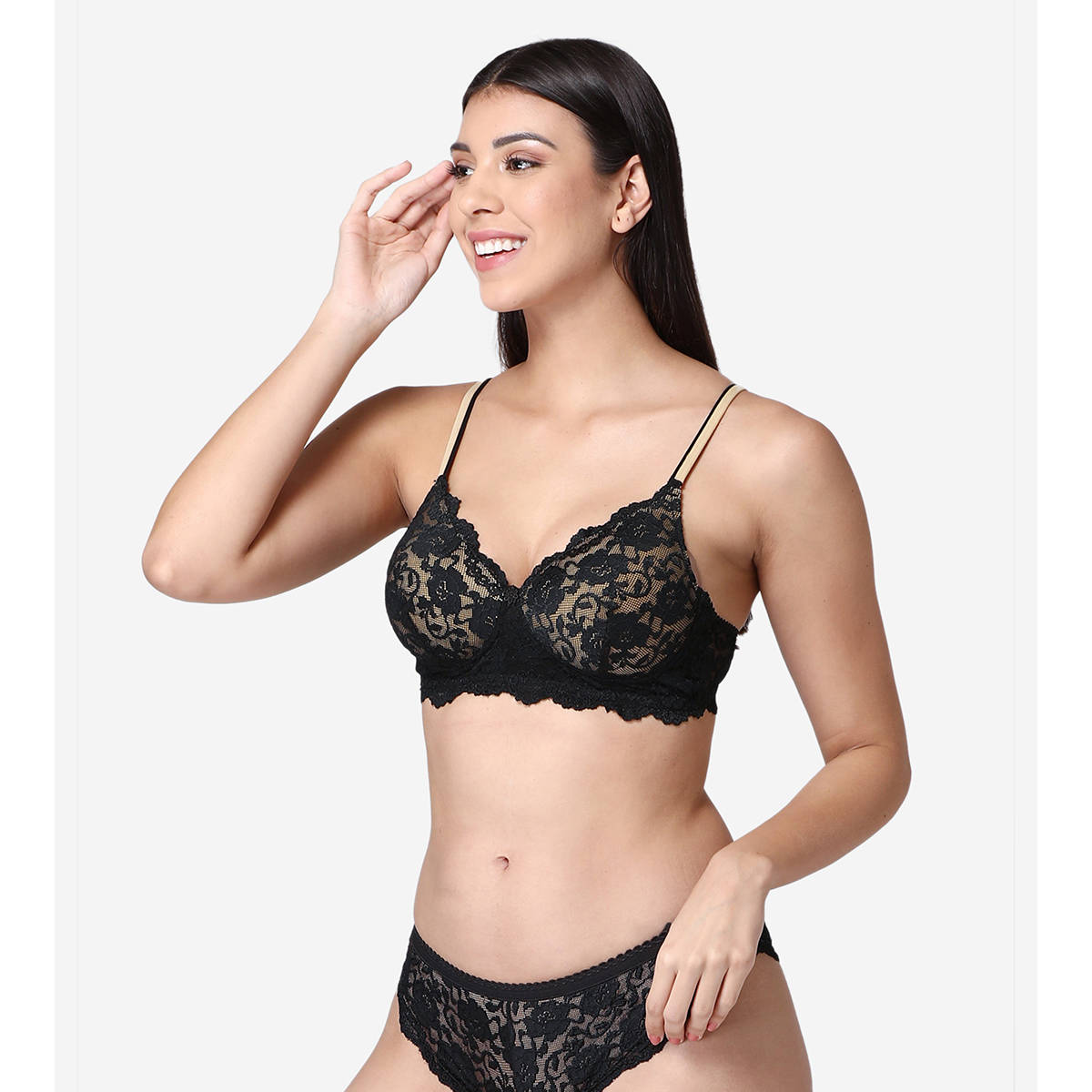 Abelino Bridal Lace Lingrie Set - Black (28B) · 28B