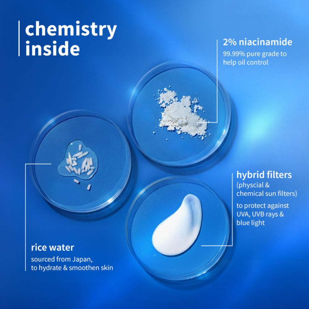 Plum 2% Niacinamide & Rice Water SPF 50 PA+++ Sunscreen, Fades Tan, For Oily To Dry Skin Type (80g)