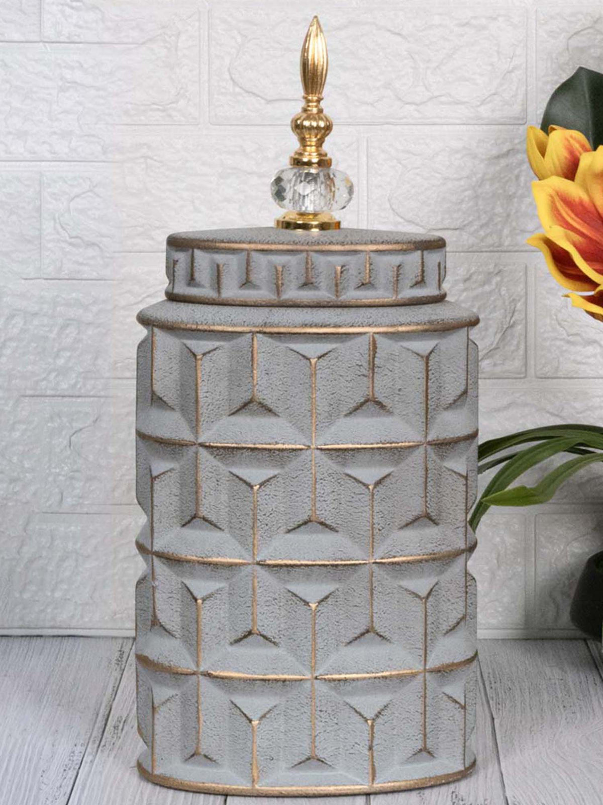 Aarvi Decor Gray Contemporary Modern Tall Silhouette Ceramic Cylindrical Shaped Vase