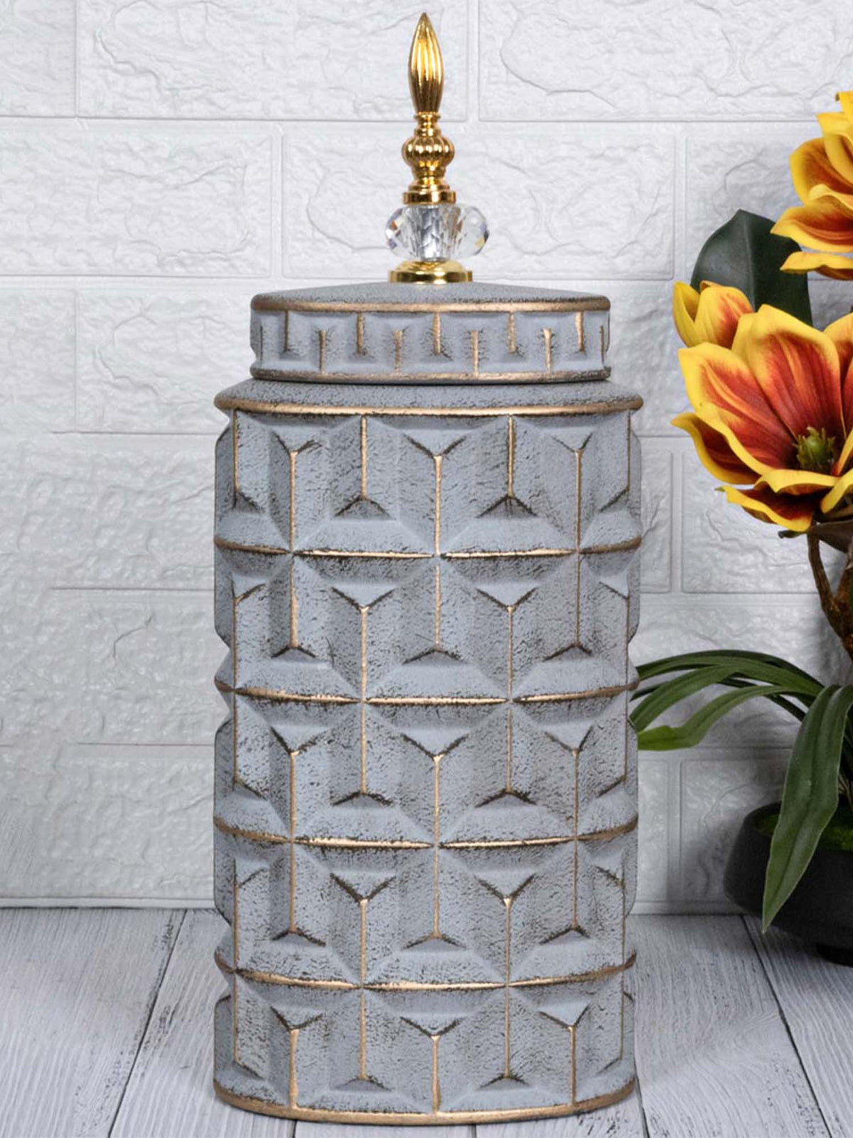 Aarvi Decor Gray Contemporary Modern Tall Silhouette Ceramic Cylindrical Shaped Vase