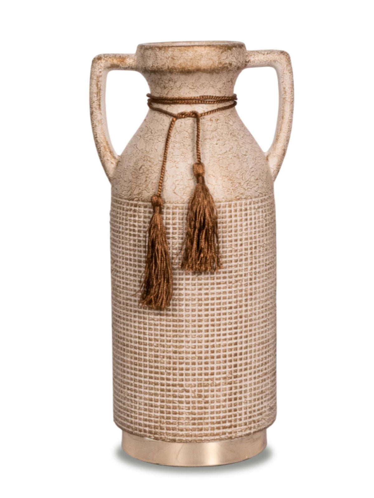 Aarvi Decor Beige Antique Vintage Rustic Charm Ceramic Amphora Shaped Vase