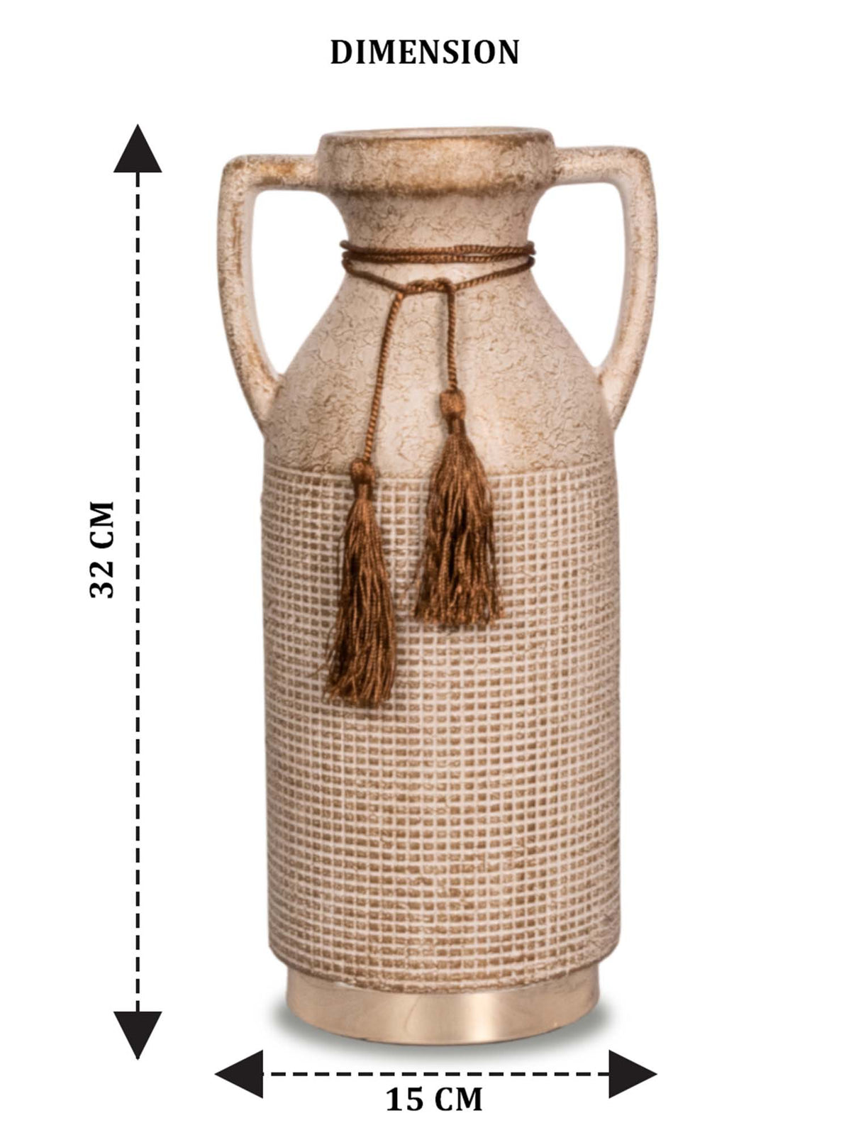 Aarvi Decor Beige Antique Vintage Rustic Charm Ceramic Amphora Shaped Vase