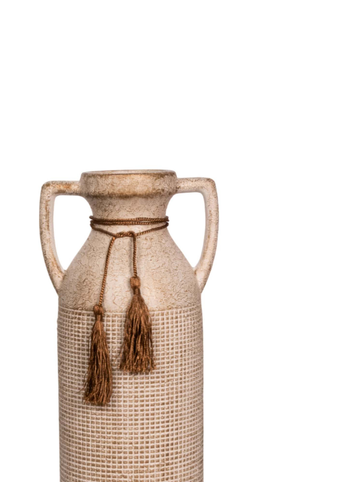 Aarvi Decor Beige Antique Vintage Rustic Charm Ceramic Amphora Shaped Vase
