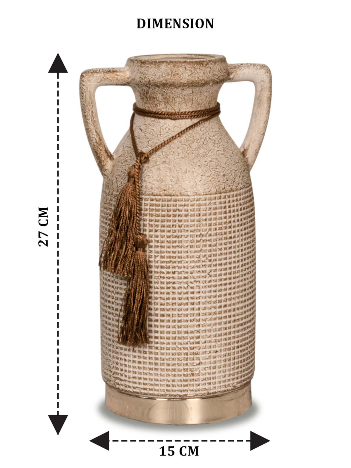 Aarvi Decor Beige Antique Vintage Rustic Charm Ceramic Amphora Shaped Vase