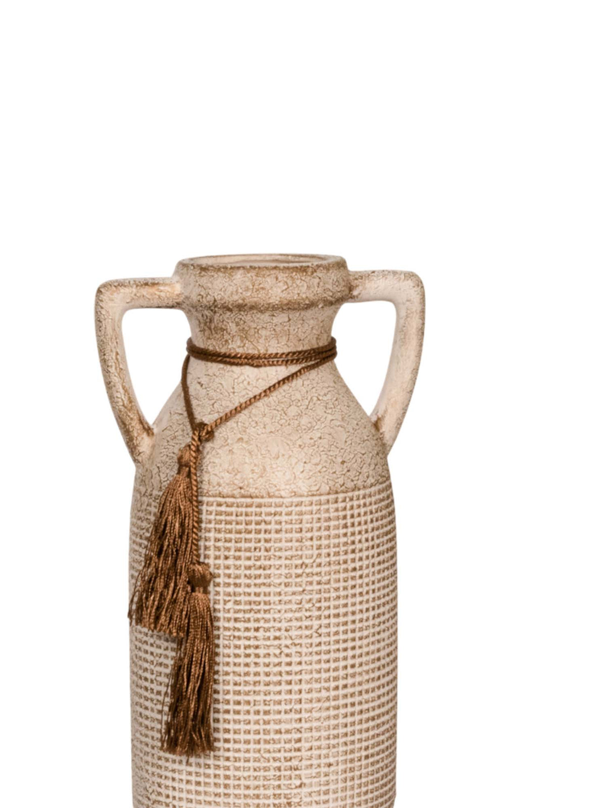 Aarvi Decor Beige Antique Vintage Rustic Charm Ceramic Amphora Shaped Vase