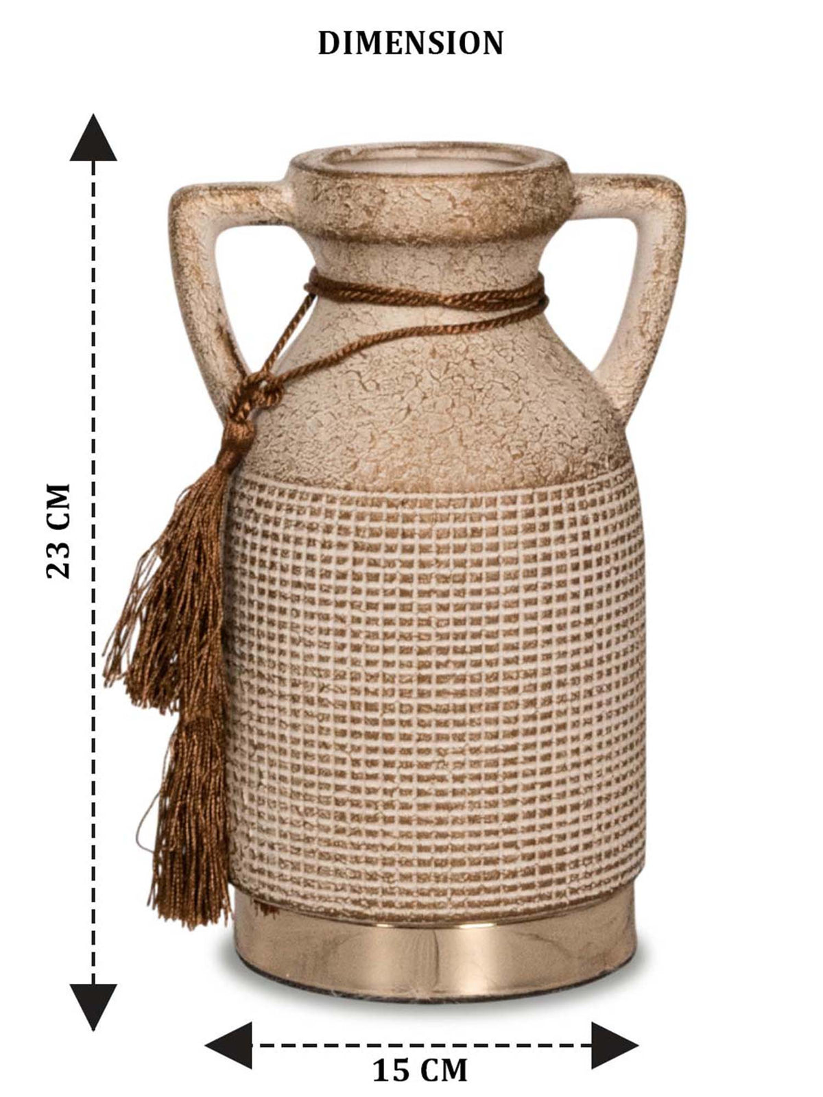 Aarvi Decor Beige Antique Vintage Rustic Charm Ceramic Amphora Shaped Vase