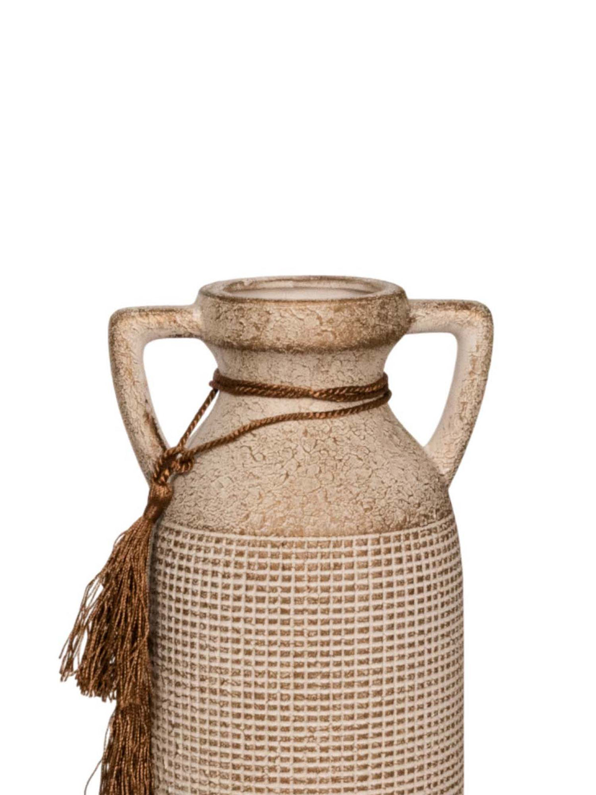 Aarvi Decor Beige Antique Vintage Rustic Charm Ceramic Amphora Shaped Vase