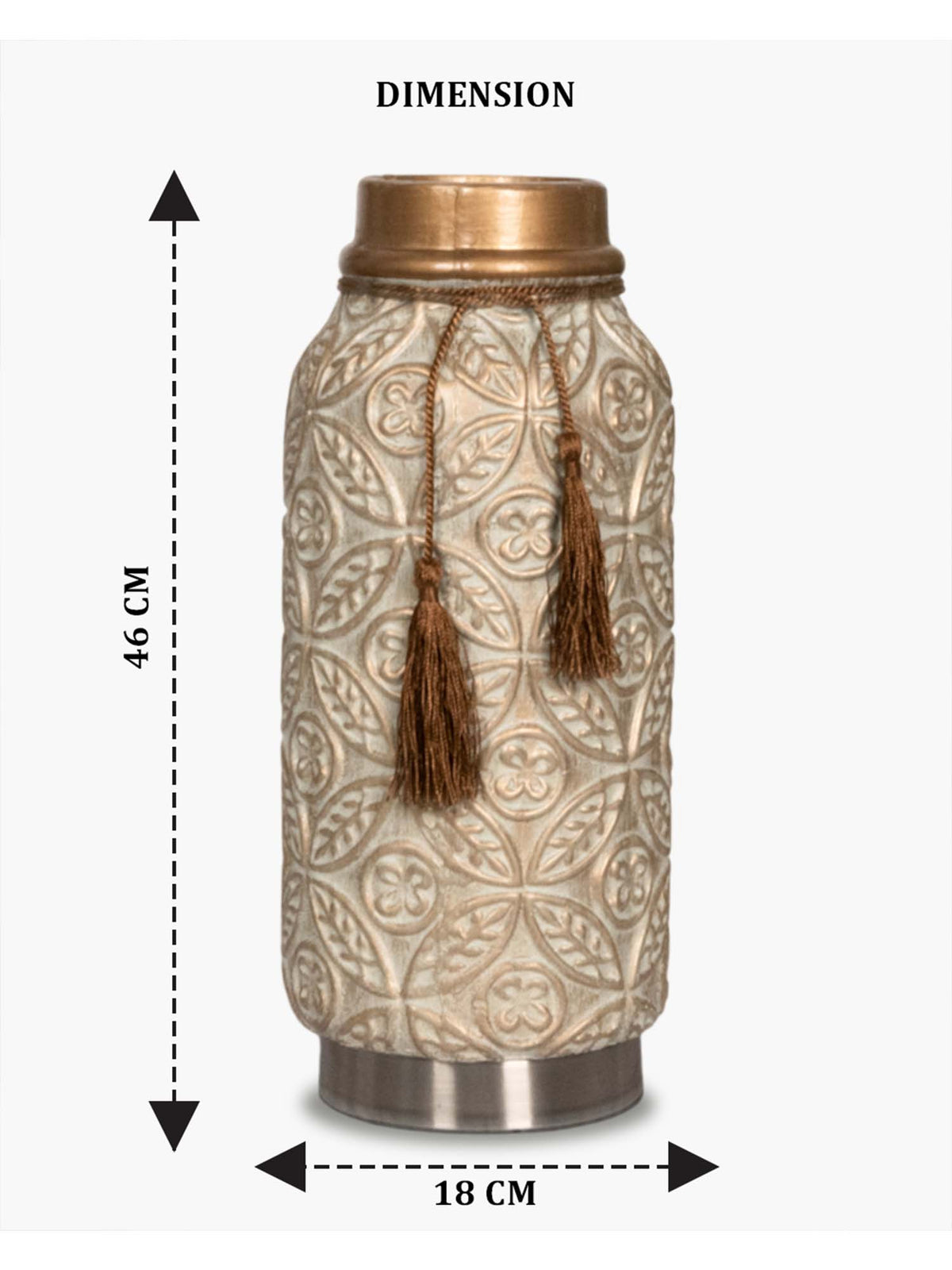 Aarvi Decor Beige Vintage Inspired Ceramic Cylindrical Shaped Vase