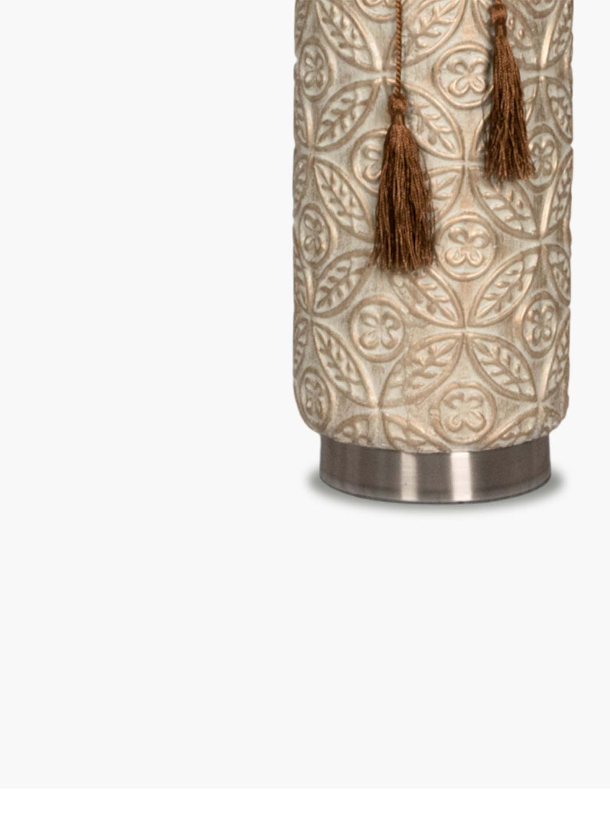 Aarvi Decor Beige Vintage Inspired Ceramic Cylindrical Shaped Vase