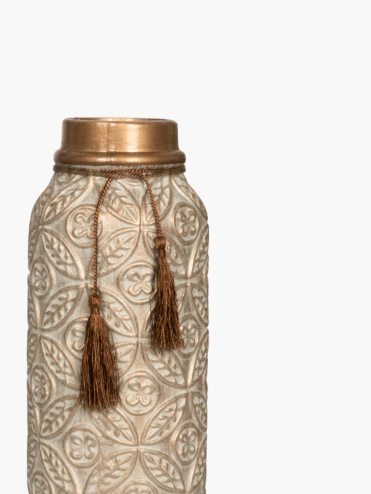 Aarvi Decor Beige Vintage Inspired Ceramic Cylindrical Shaped Vase