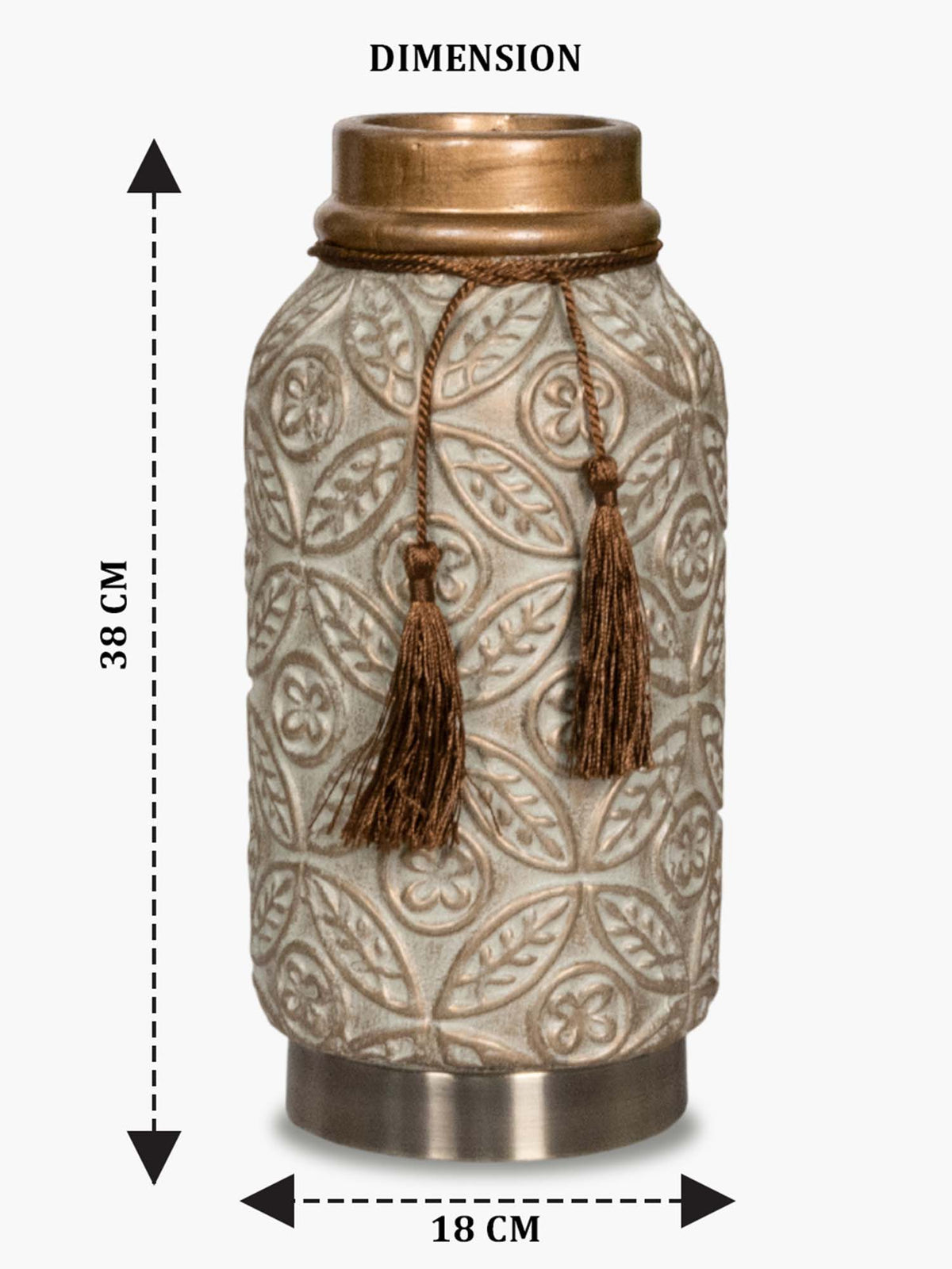 Aarvi Decor Beige Vintage Inspired Ceramic Cylindrical Shaped Vase