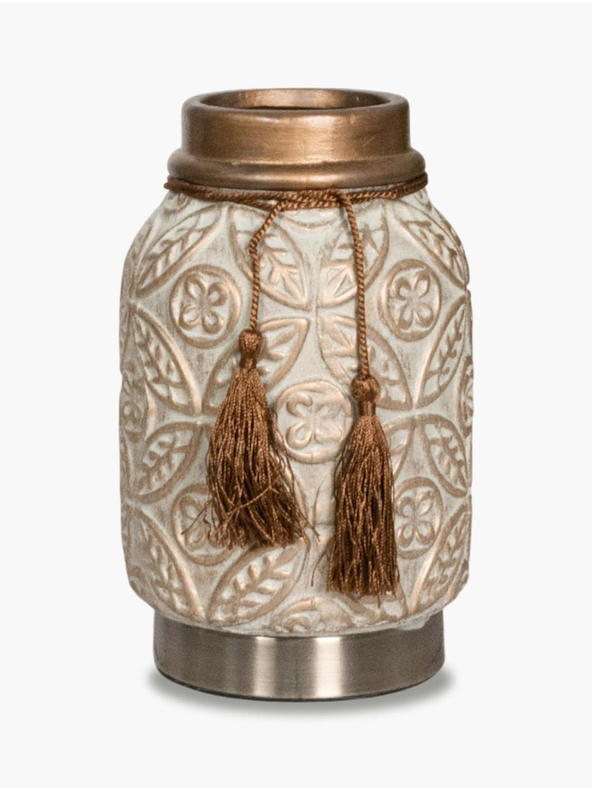 Aarvi Decor Beige Vintage Inspired Ceramic Cylindrical Shaped Vase