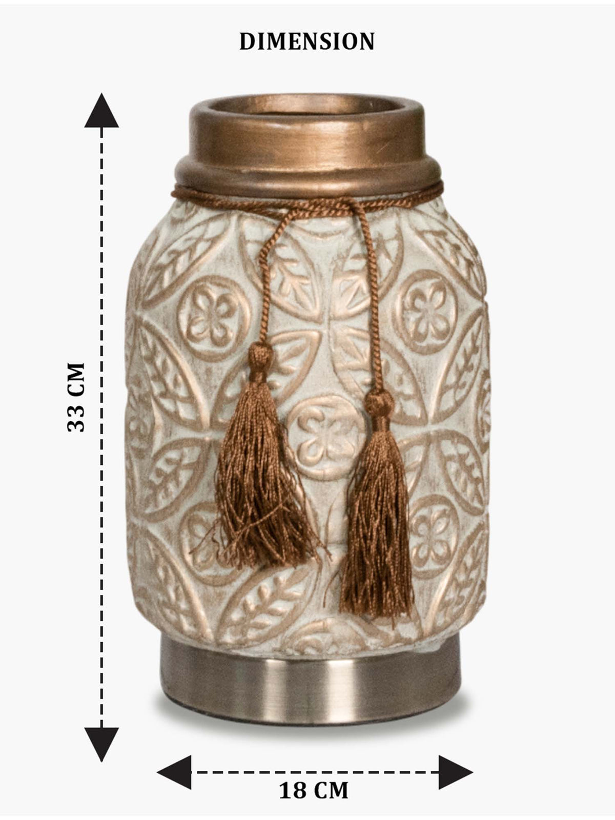 Aarvi Decor Beige Vintage Inspired Ceramic Cylindrical Shaped Vase