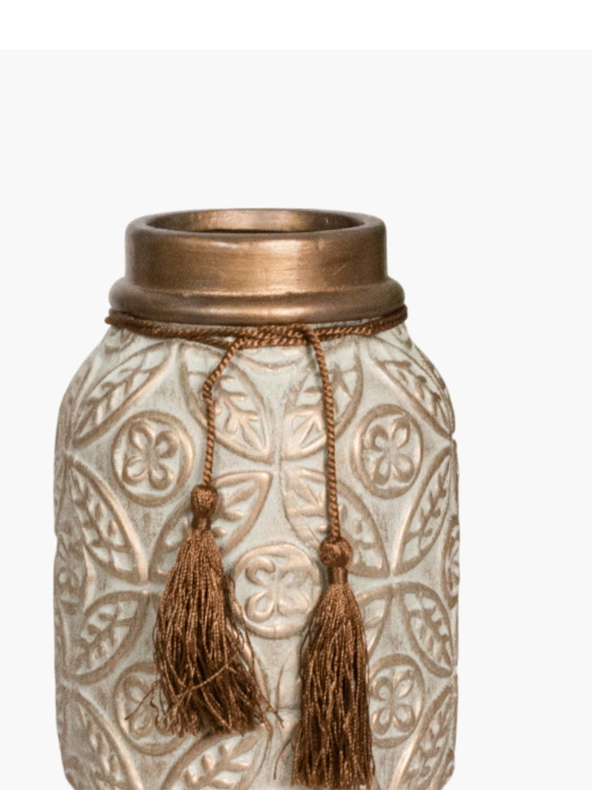 Aarvi Decor Beige Vintage Inspired Ceramic Cylindrical Shaped Vase