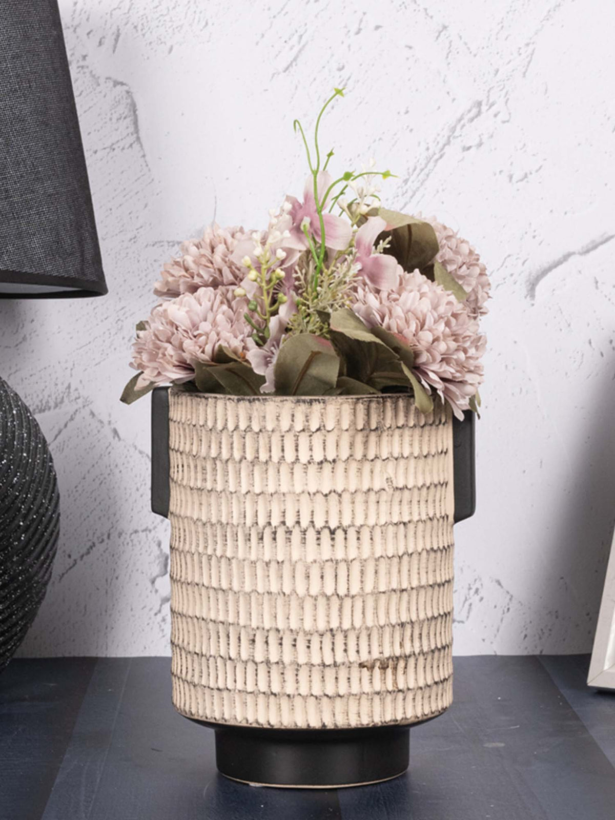 Aarvi Decor Beige Decorative Smooth, Matte Finish Ceramic Cylindrical Shaped Vase