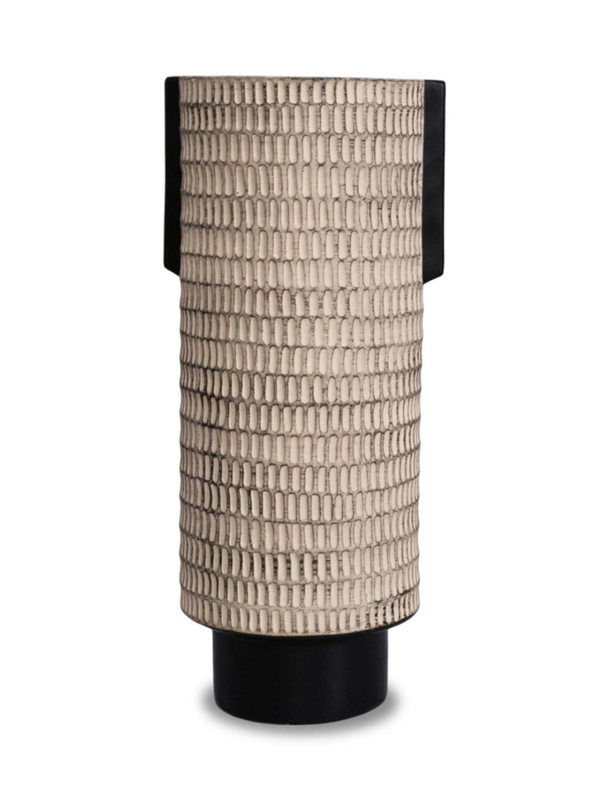 Aarvi Decor Beige Decorative Smooth, Matte Finish Ceramic Cylindrical Shaped Vase
