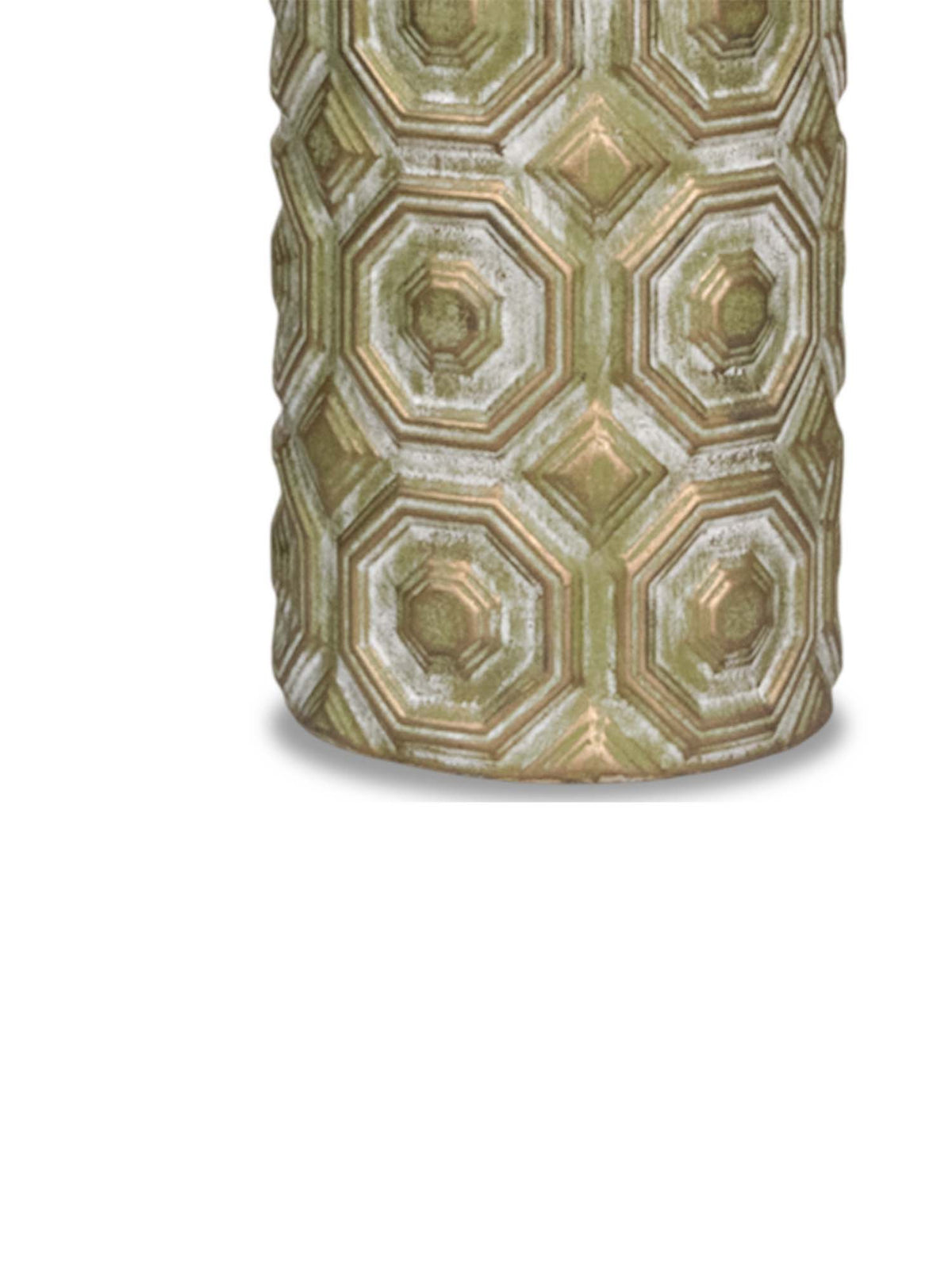 Aarvi Decor Olive Green Decorative Bold and Vintage Ceramic Cylindrical Shaped Vase