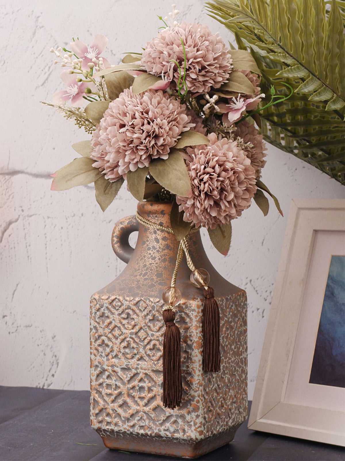 Aarvi Decor Brown Antique Vintage Rustic Charm Ceramic Amphora Shaped Vase