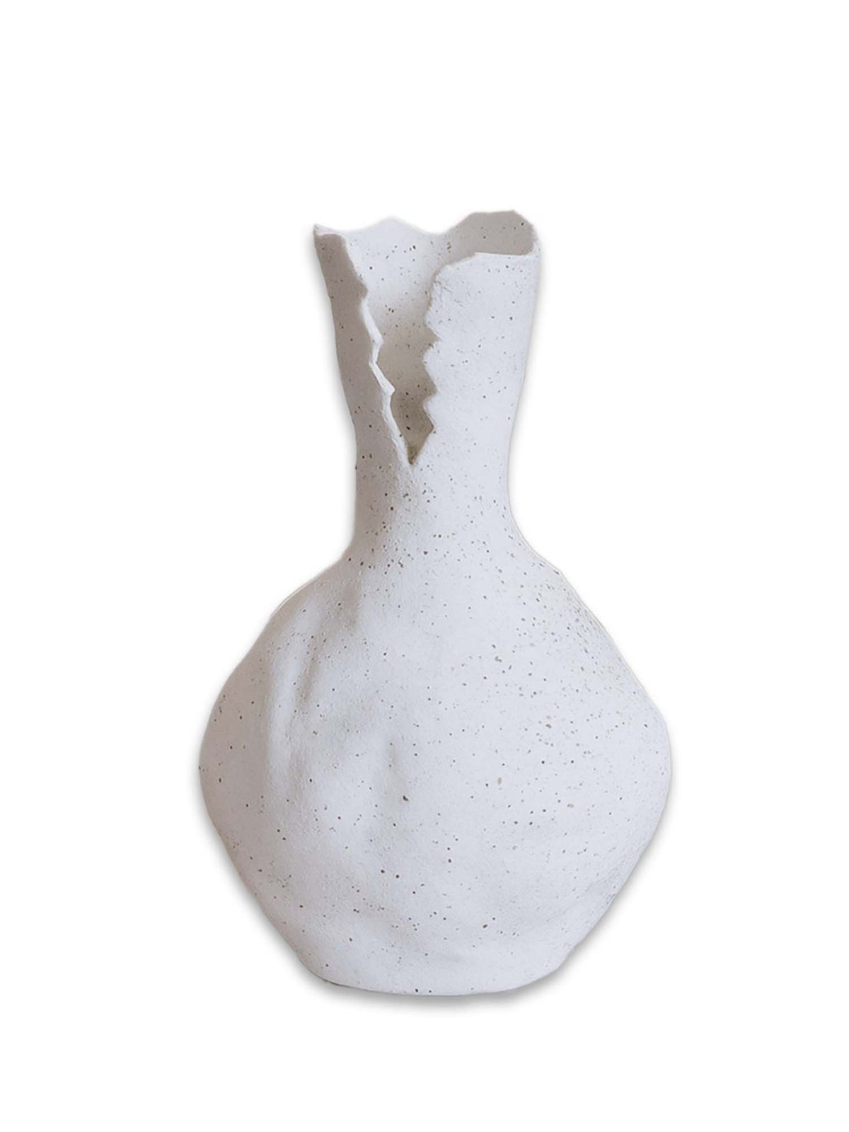 Aarvi Decor White Broken Design Ceramic Amphora Shaped Vase