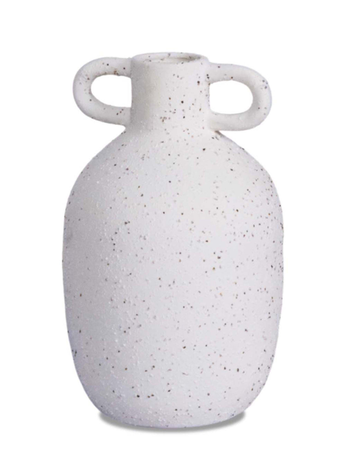 Aarvi Decor White Vertical Channel Tufting Ceramic Amphora Shaped Vase (L) · L