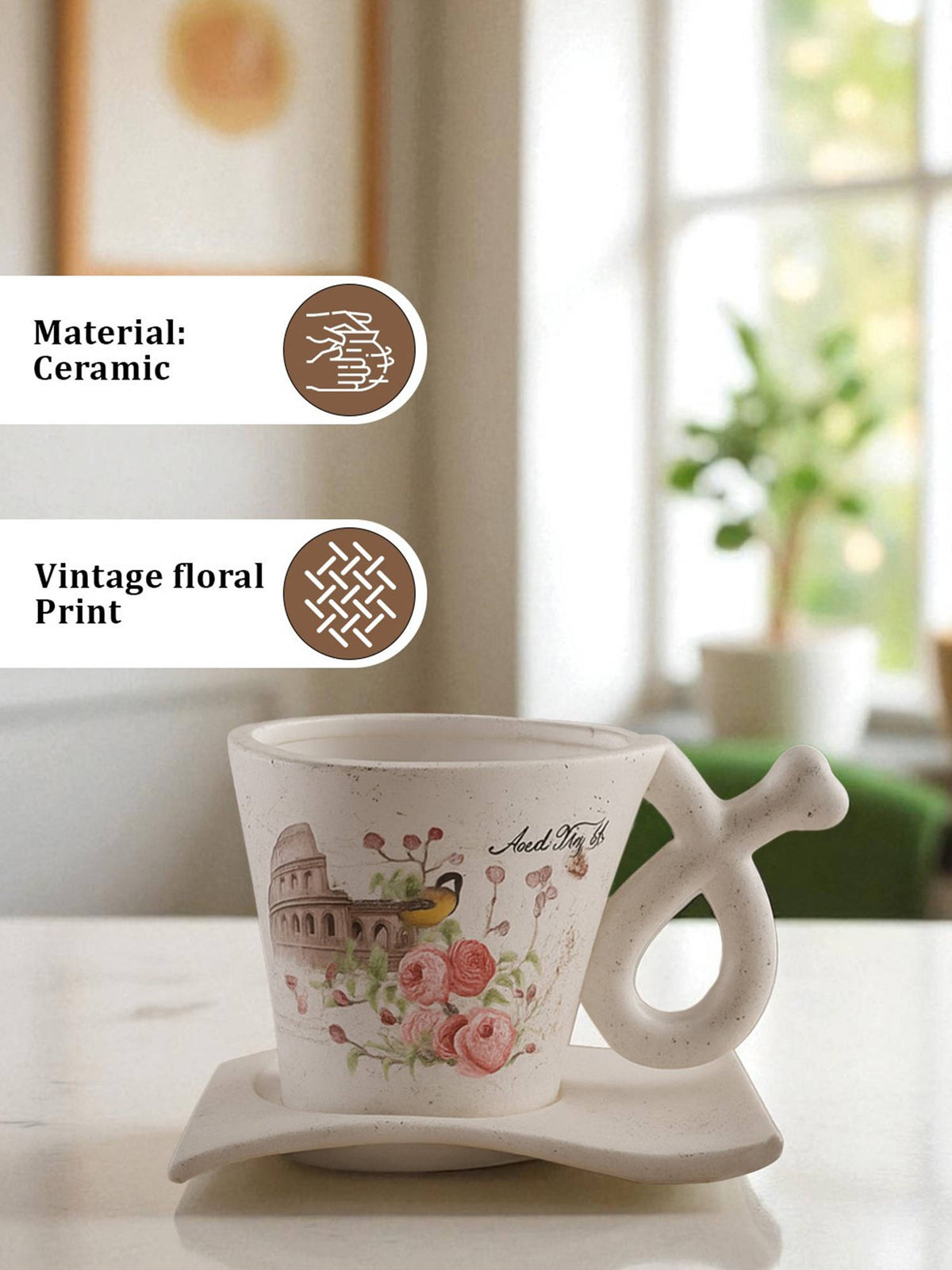 Aarvi Decor White Teapot Trellis Ceramic Amphora Shaped Vase
