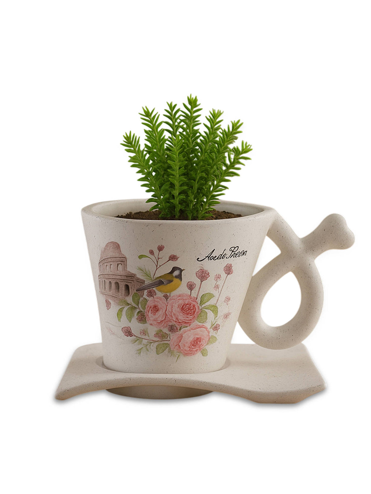 Aarvi Decor White Teapot Trellis Ceramic Amphora Shaped Vase