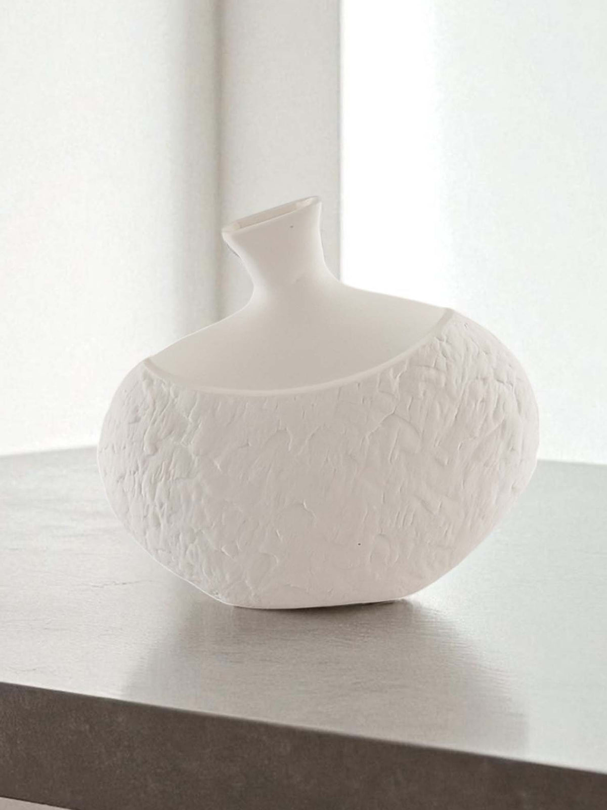 Aarvi Decor White Imperial Grace Ceramic Amphora Shaped Vase
