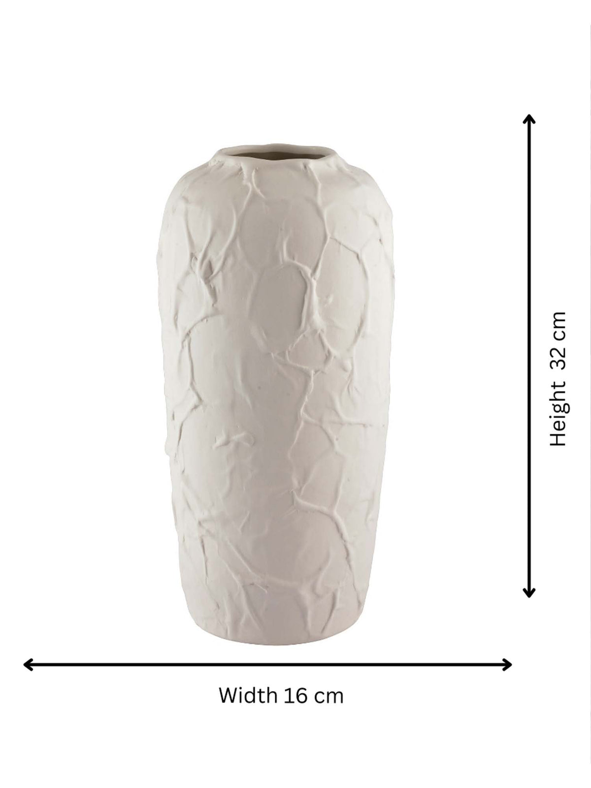 Aarvi Decor White Matte Decorative Ceramic Terra Light Vase for Home and Office