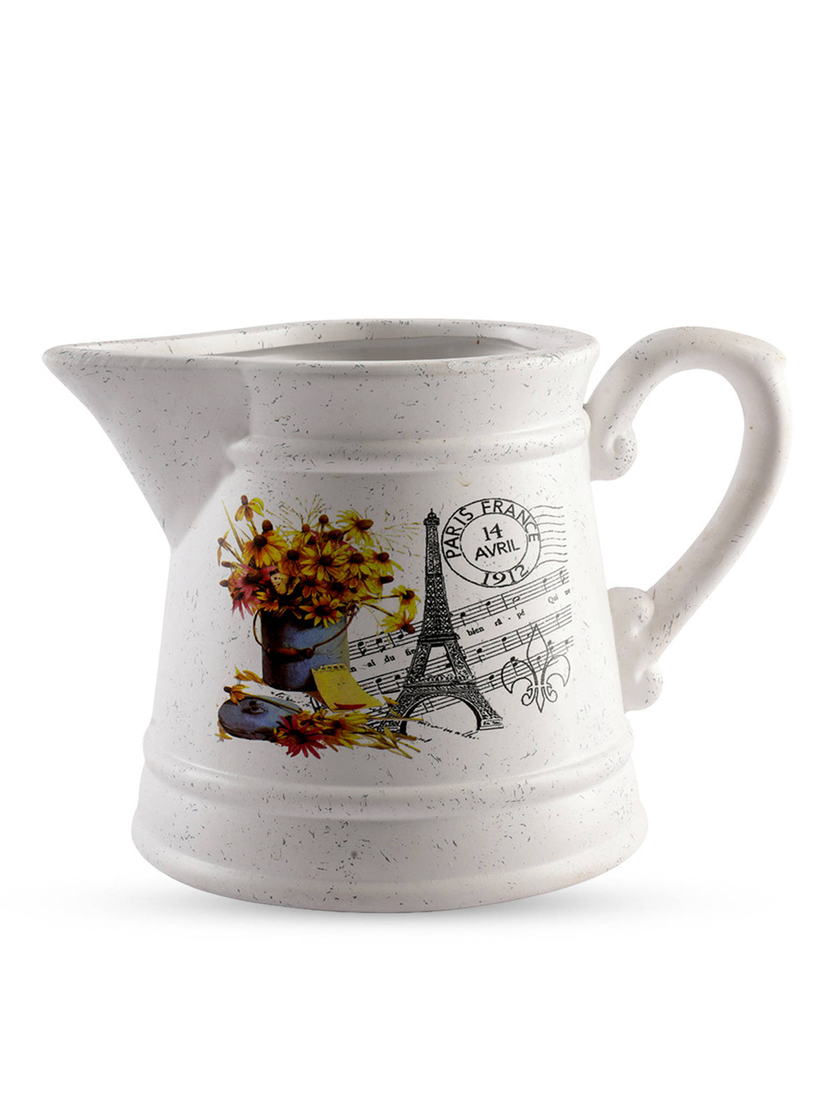 Aarvi Decor White Glossy Decorative Ceramic Timeless Jug Vase for Home and Office