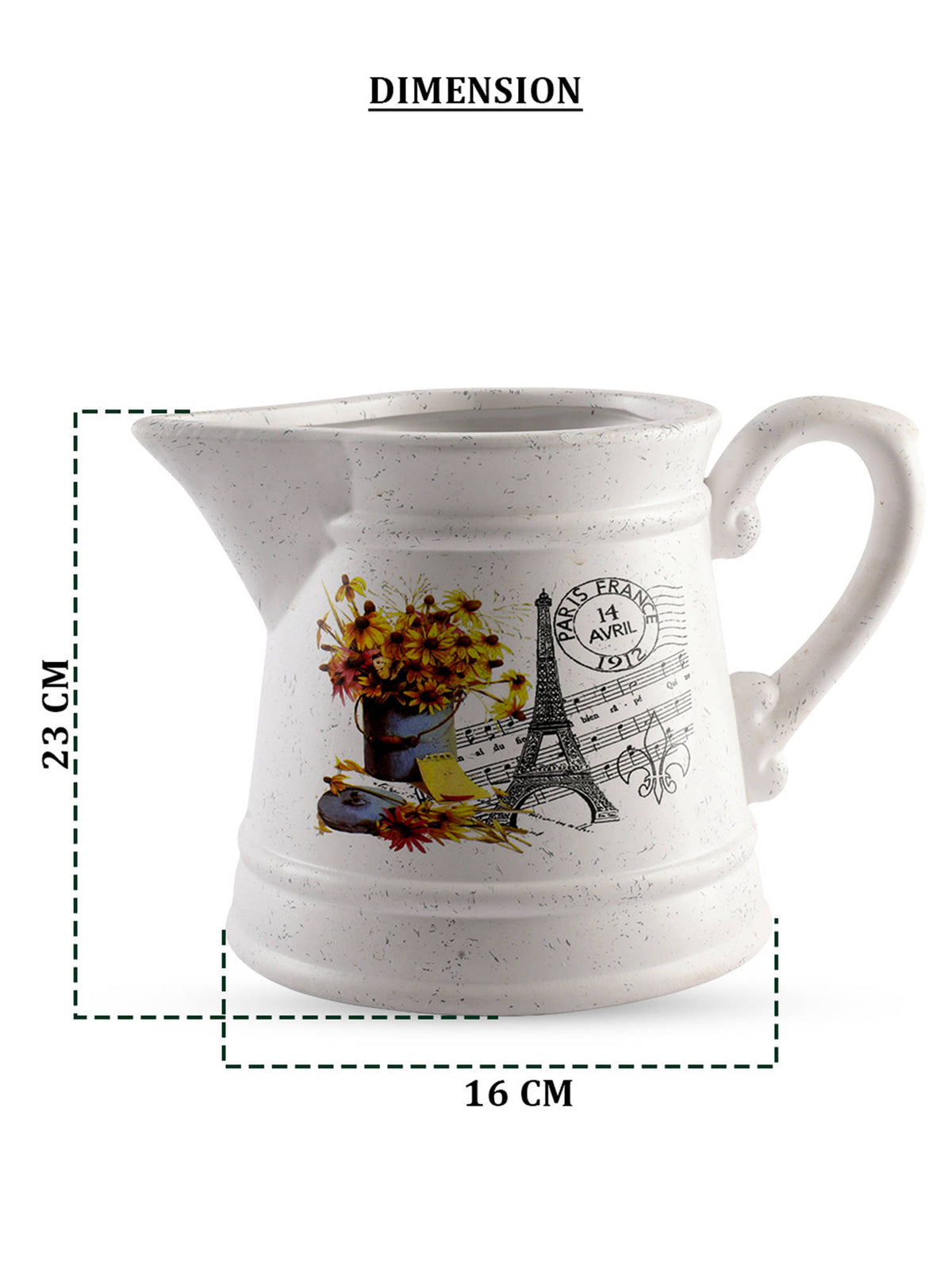 Aarvi Decor White Glossy Decorative Ceramic Timeless Jug Vase for Home and Office