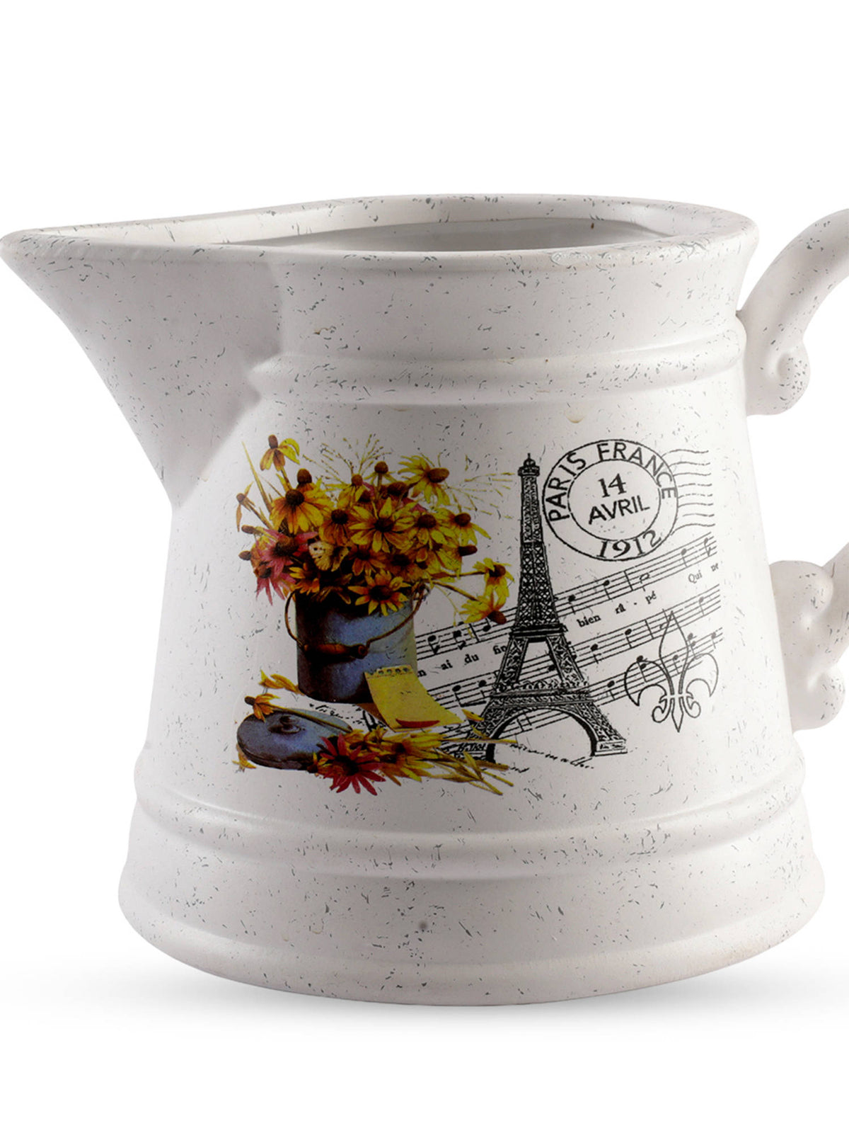 Aarvi Decor White Glossy Decorative Ceramic Timeless Jug Vase for Home and Office