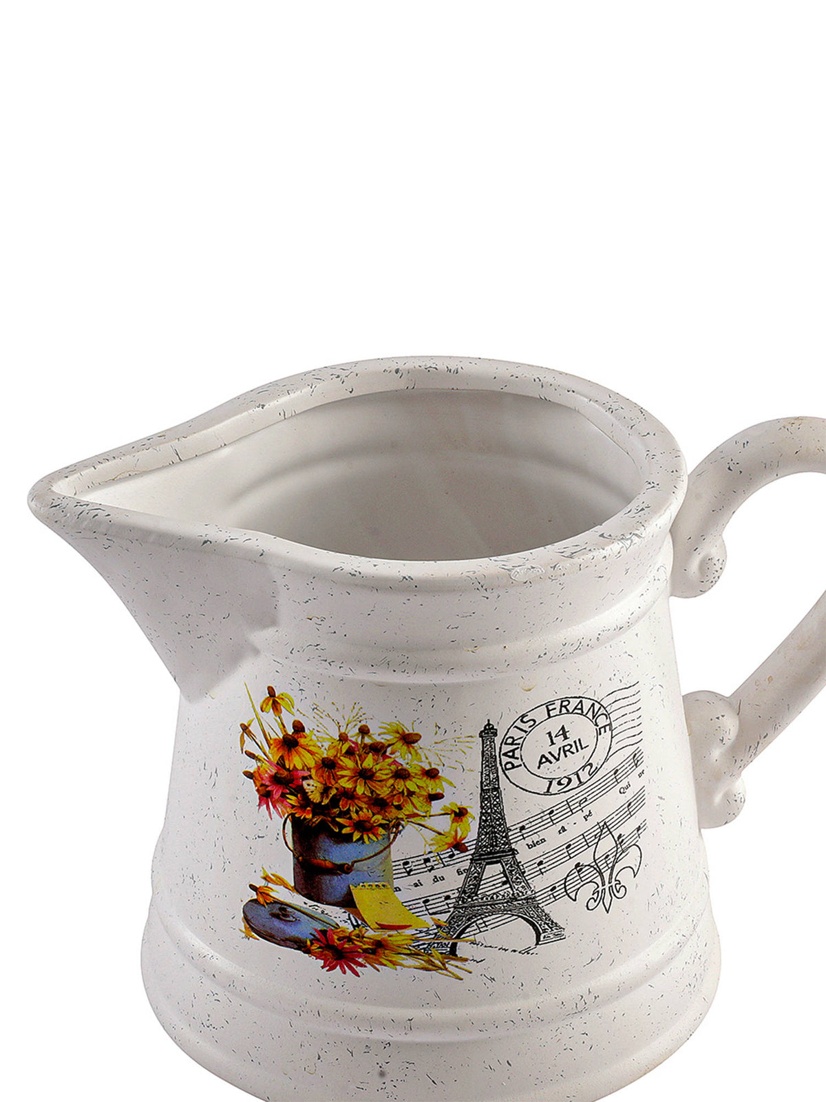 Aarvi Decor White Glossy Decorative Ceramic Timeless Jug Vase for Home and Office