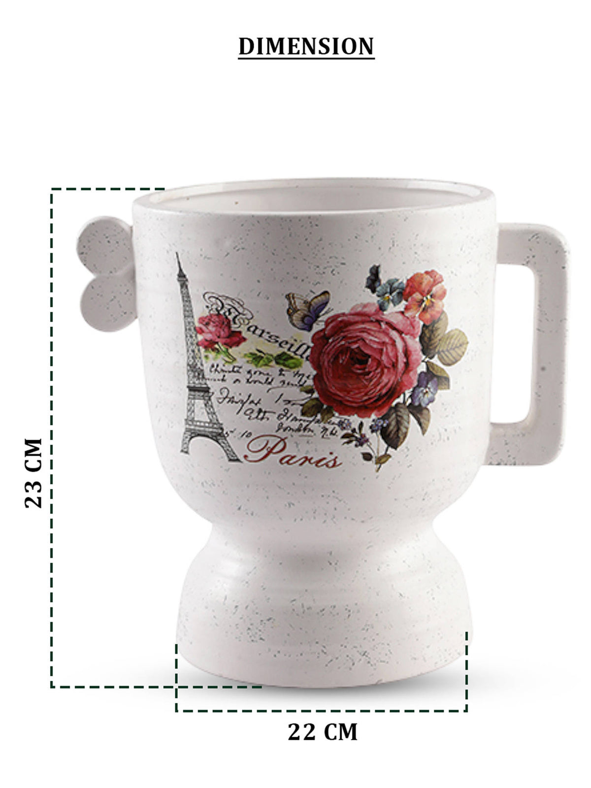 Aarvi Decor White Glossy Decorative Ceramic Mug Charm Planter Vase for Home and Office