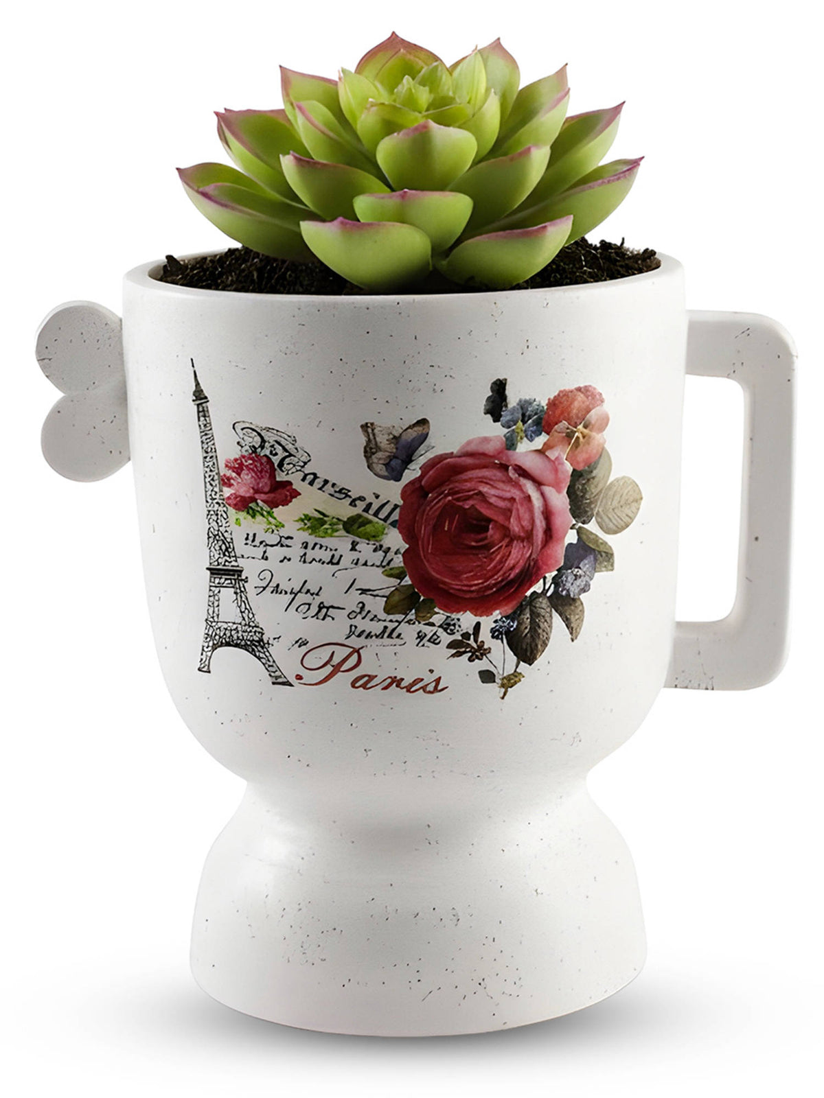 Aarvi Decor White Glossy Decorative Ceramic Mug Charm Planter Vase for Home and Office