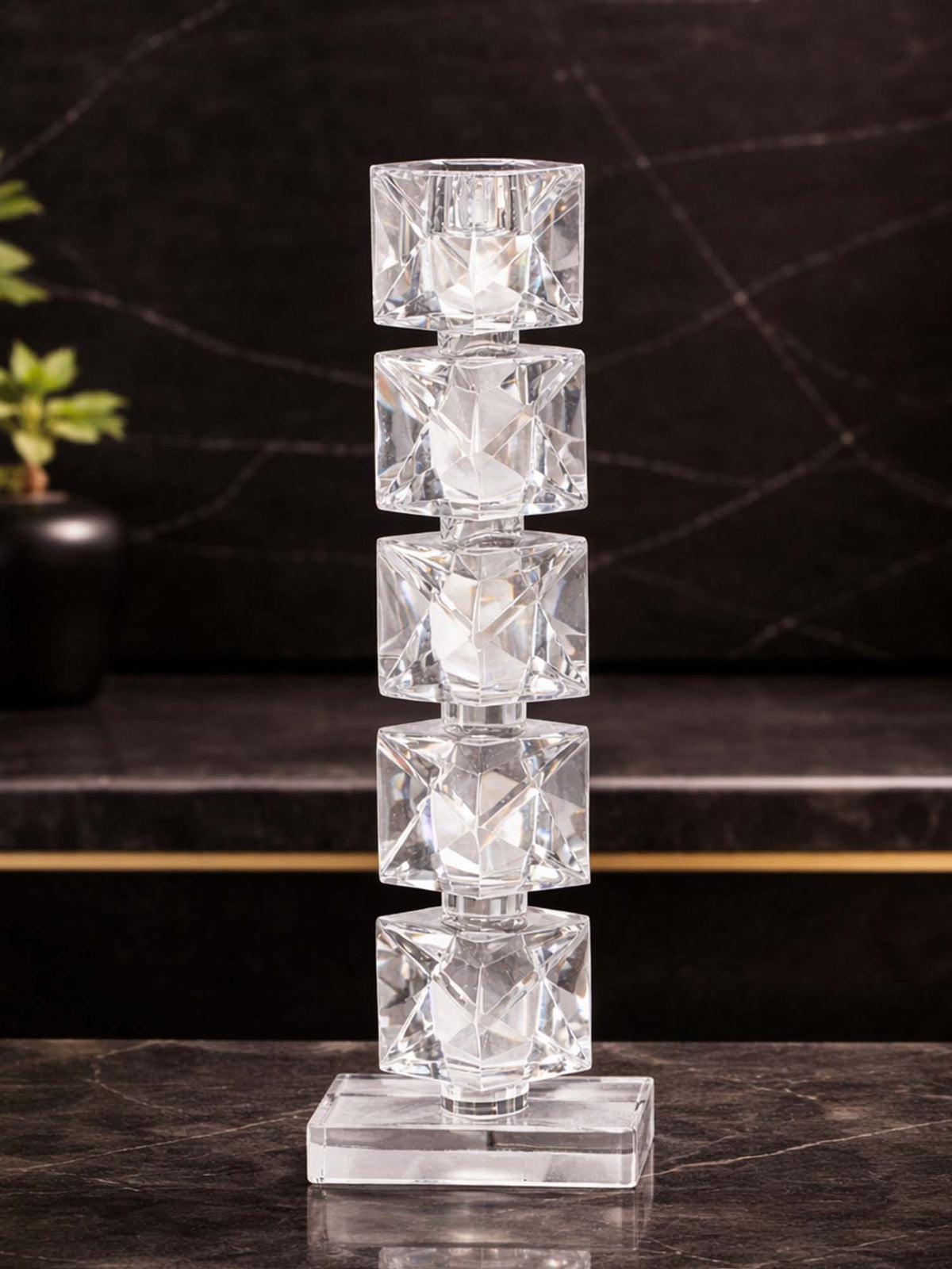 Aarvi Decor Crystal Prismatic Glow Candle Holder (L) · L