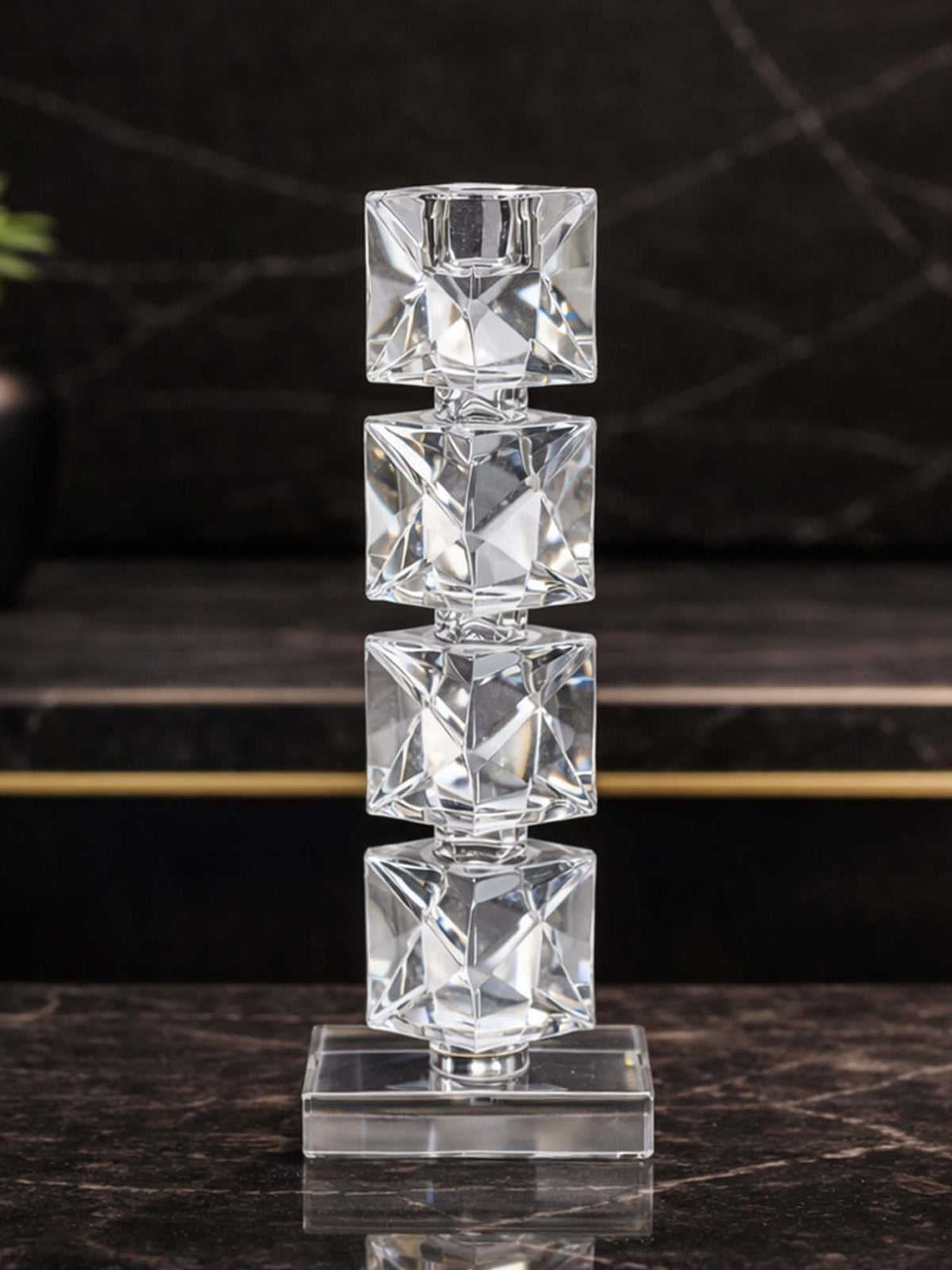 Aarvi Decor Crystal Prismatic Glow Candle Holder