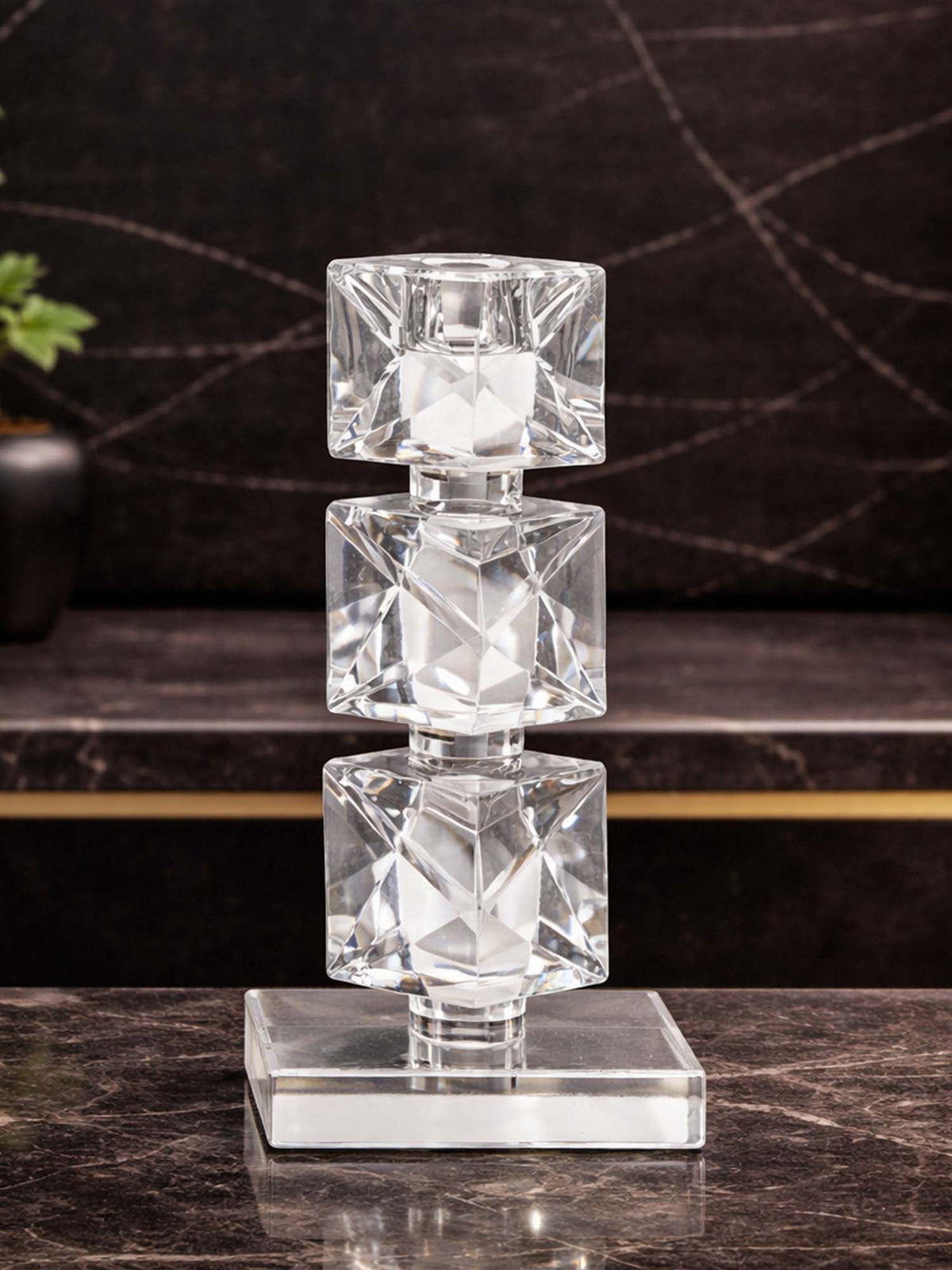 Aarvi Decor Crystal Prismatic Glow Candle Holder (L) · L