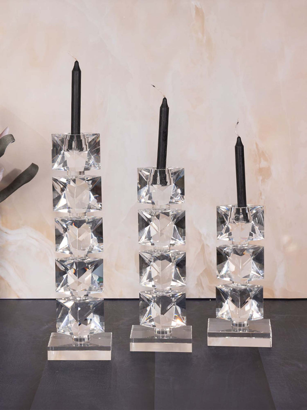 Aarvi Decor Crystal Prismatic Glow Candle Holder