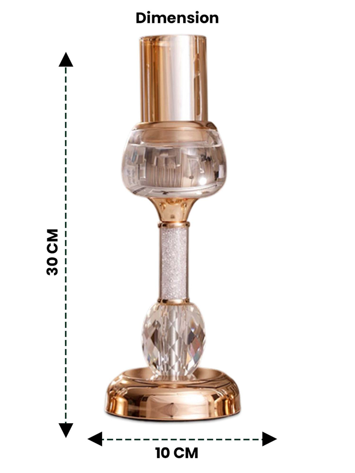 Aarvi Decor Gold Crystal Filled Candle Holder