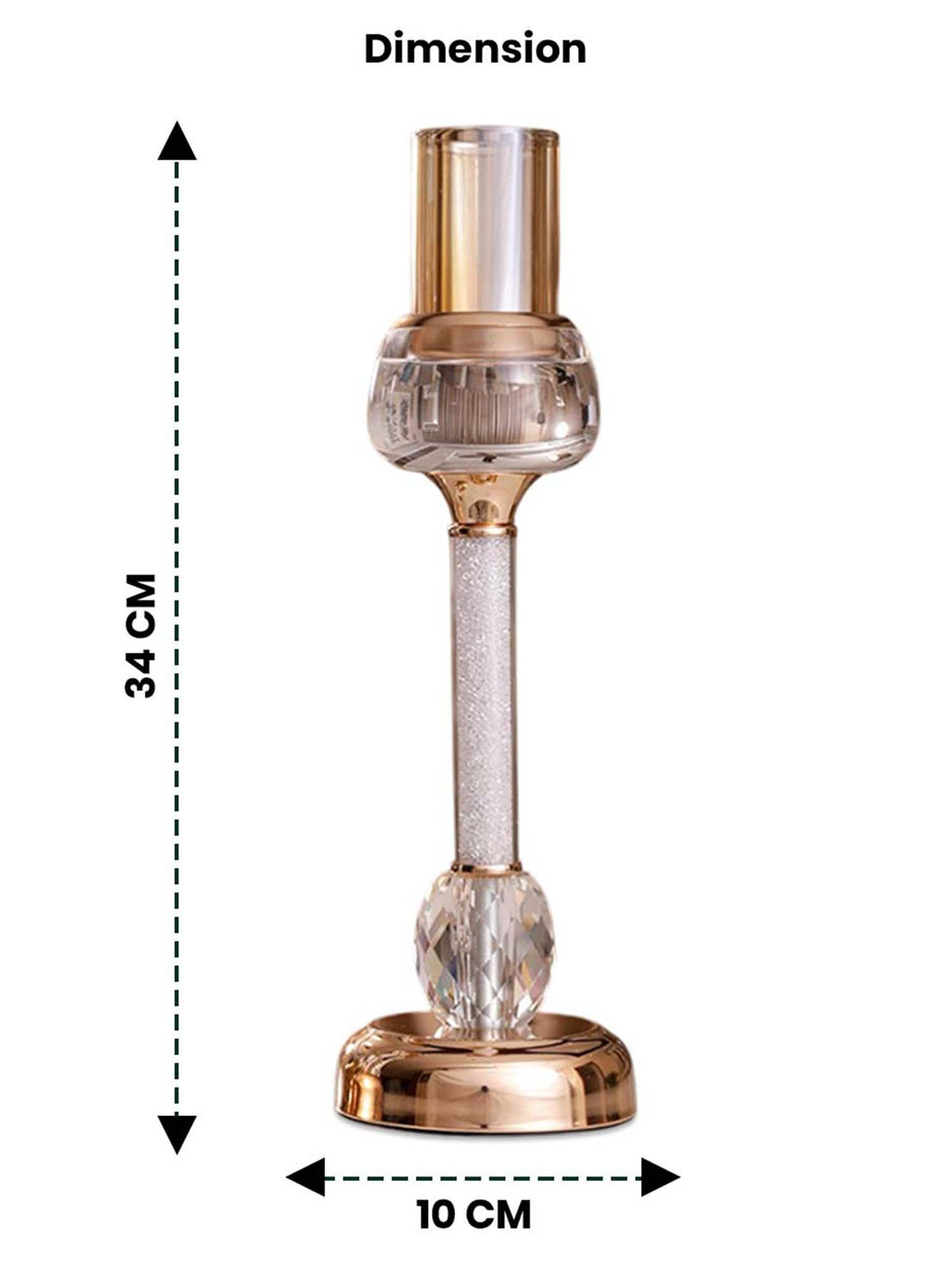 Aarvi Decor Gold Crystal Filled Candle Holder