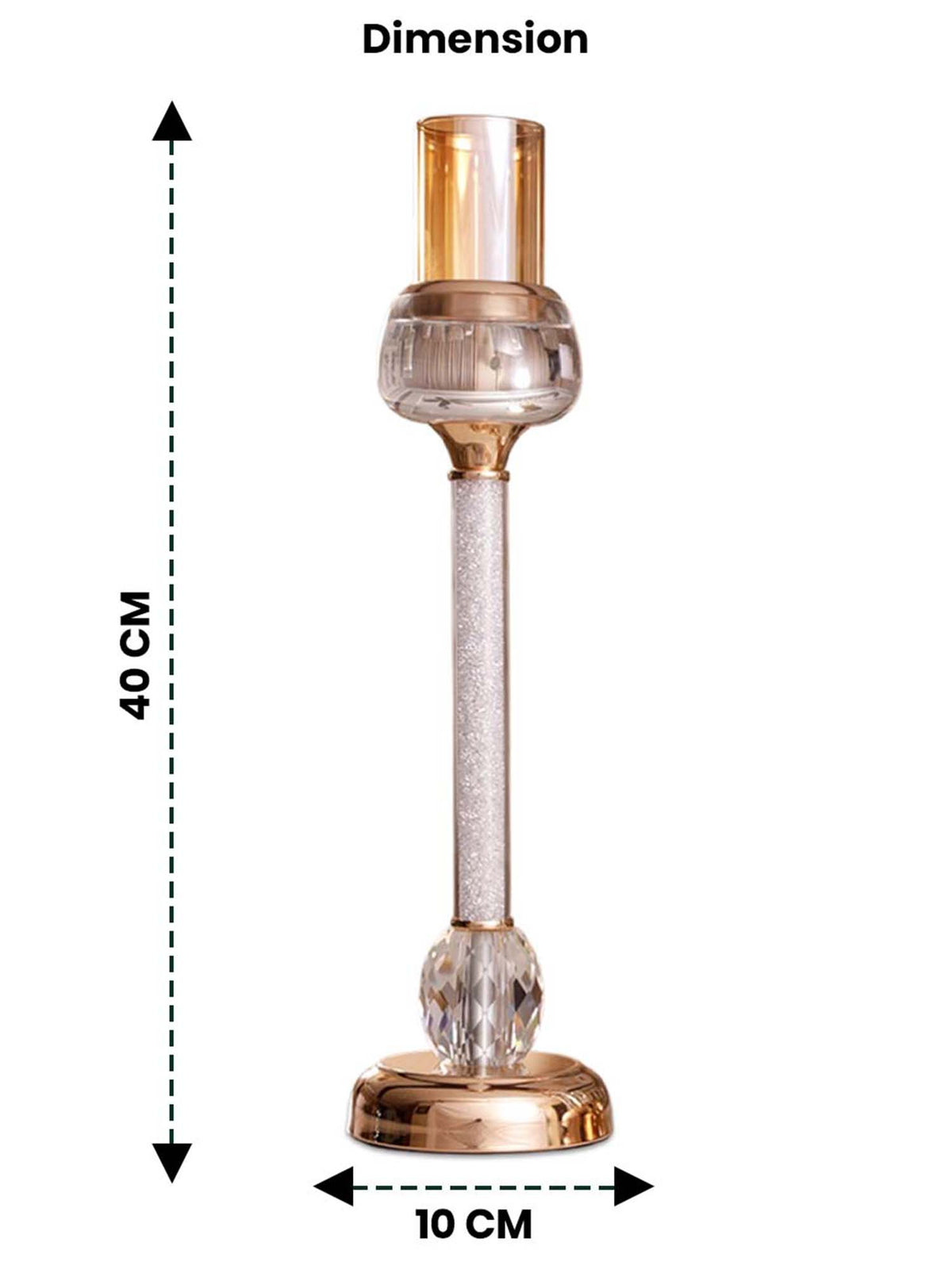 Aarvi Decor Gold Crystal Filled Candle Holder